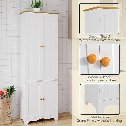 Miniatura 5 de Yusong - Armario alto de despensa de cocina de 72 pulgadas, armario de almacenamiento independiente con puertas y estantes, aparador de despensa de