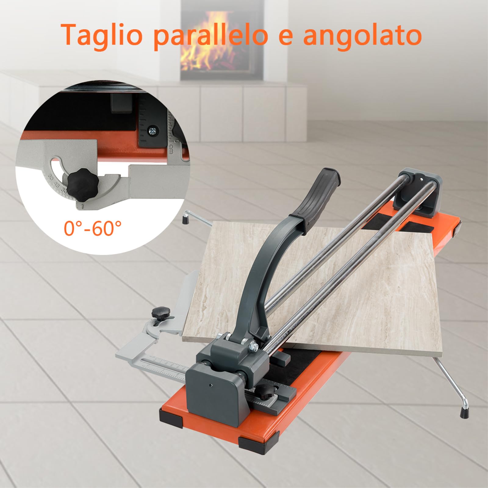 COSTWAY Tagliapiastrelle Manuale Professionale di 61 cm, diagonale di 40,5cm, con scala graduata Precisa rimovibile, rotella di taglio in carburo di tungsteno, per piastre di pavimento e soffitto