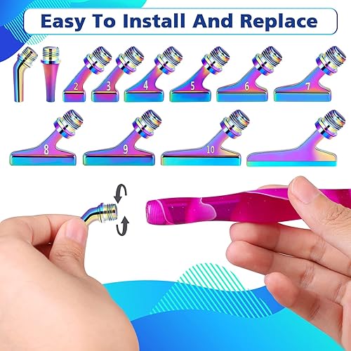 Miniatura 3 de DoreenBow Kit de 21 bolígrafos de pintura de diamante, 12 piezas de puntas de rosca de metal de acero inoxidable de 45, 3 bolígrafos de arte de