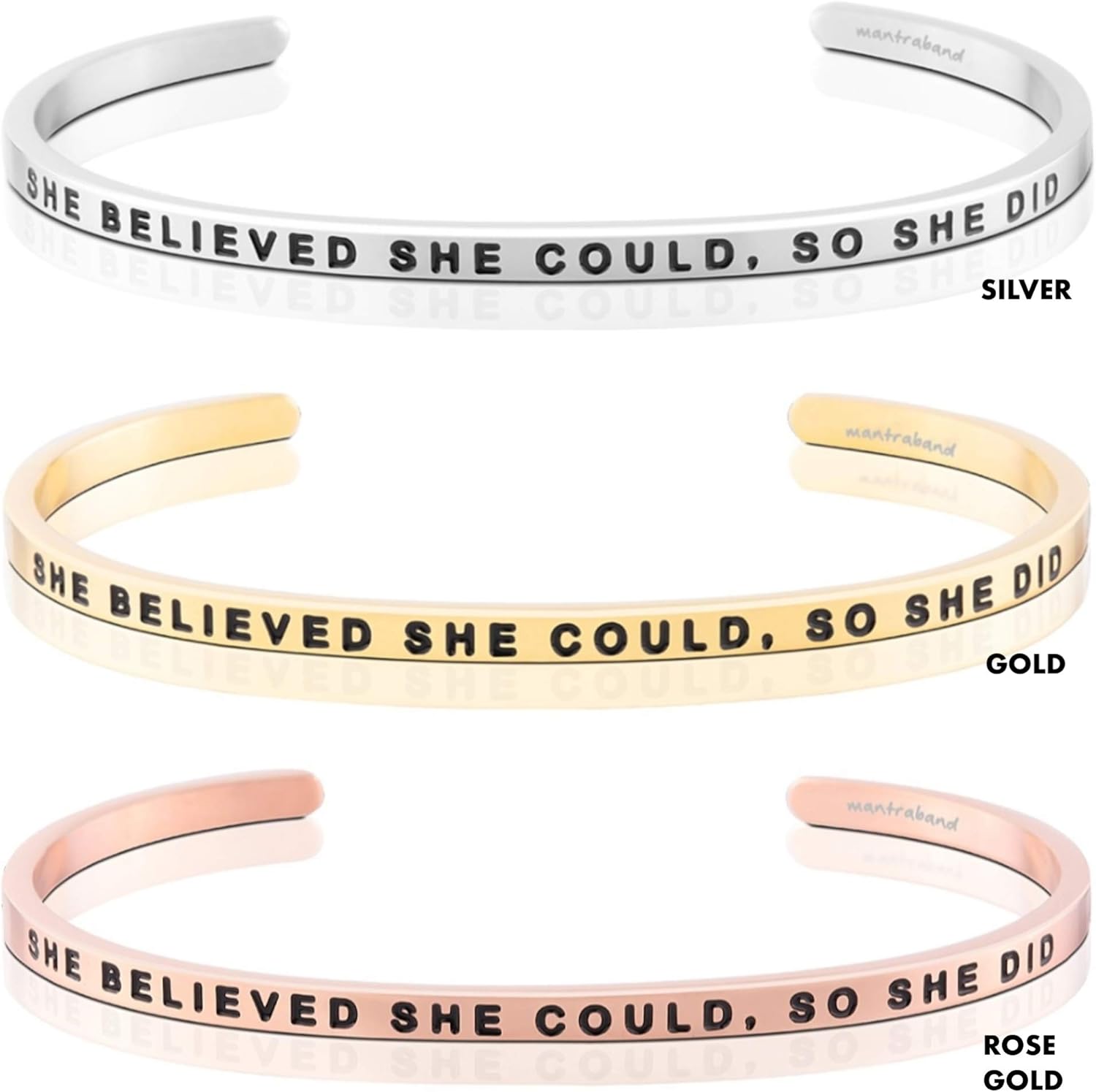 MantraBand Bracelets - Inspirational Engraved Adjustable Mantra Band Cuff Bracelet - Silver color - Gifts for Women… - Image 2