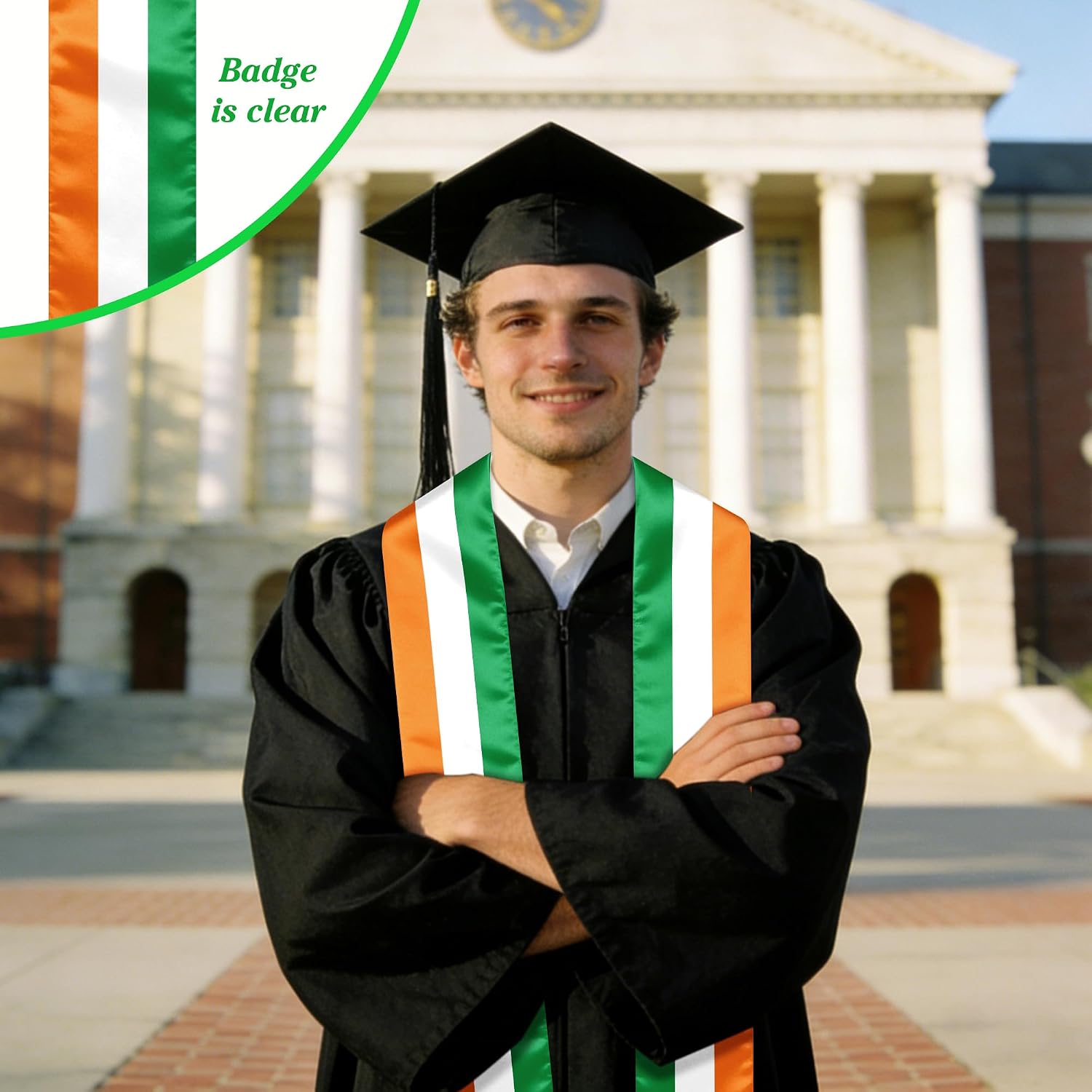 Ireland Graduation Sash Stole International Study Abroad Unisex Ireland Flag Graduation Scarf
