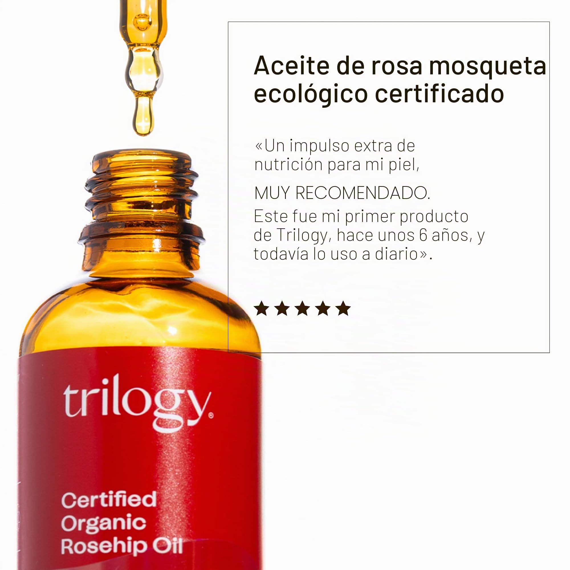 Aceite de rosa mosqueta orgánico certificado Trilogy (1 x 45 ml)