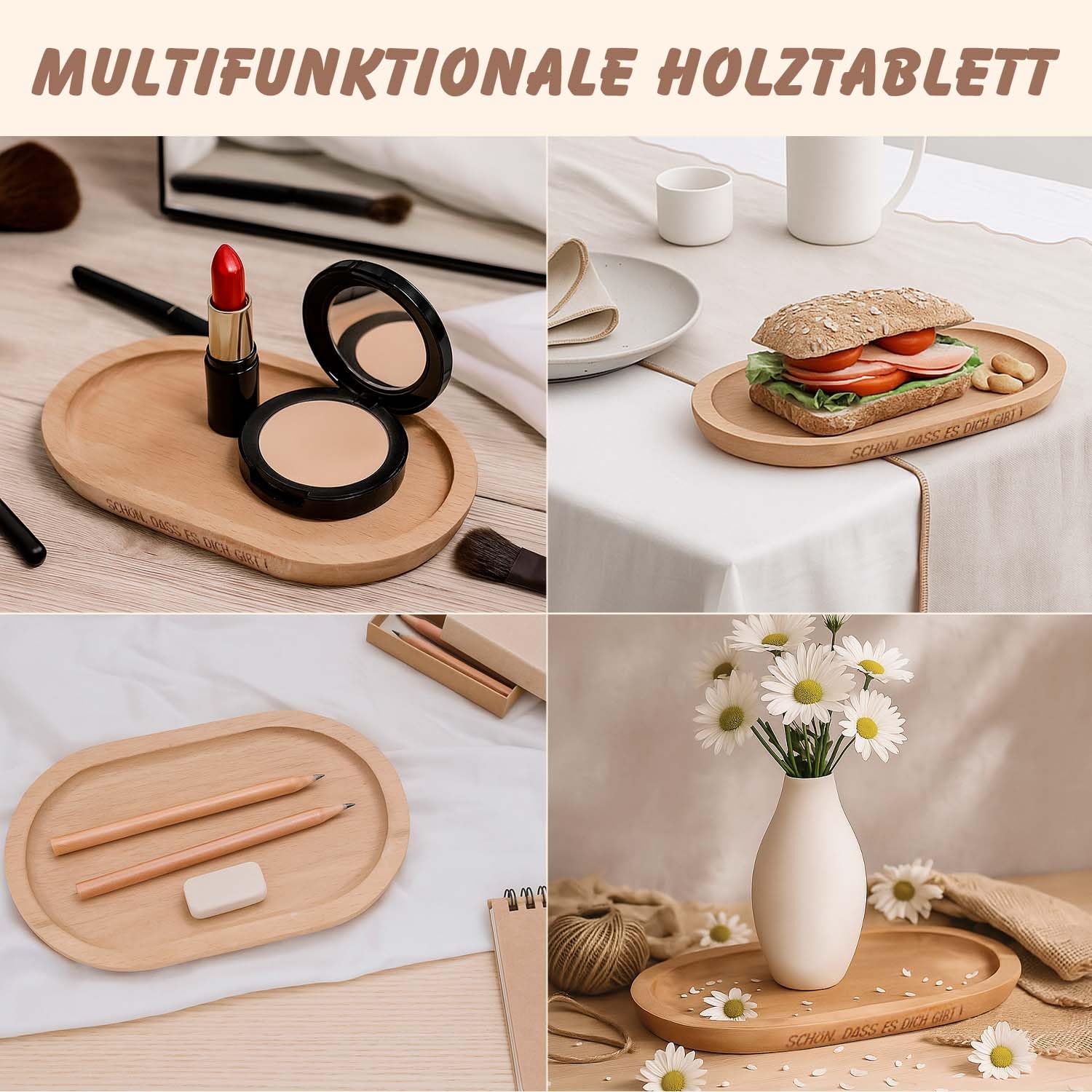 Dankeschön Geschenke Set Geburtstagsgeschenk für Frauen Männer Beinhaltet Holztablett Tasse Kerze Löffel Kerzenständer Personalisierte Geschenke für Mama Hebamme Kollegen Freunde