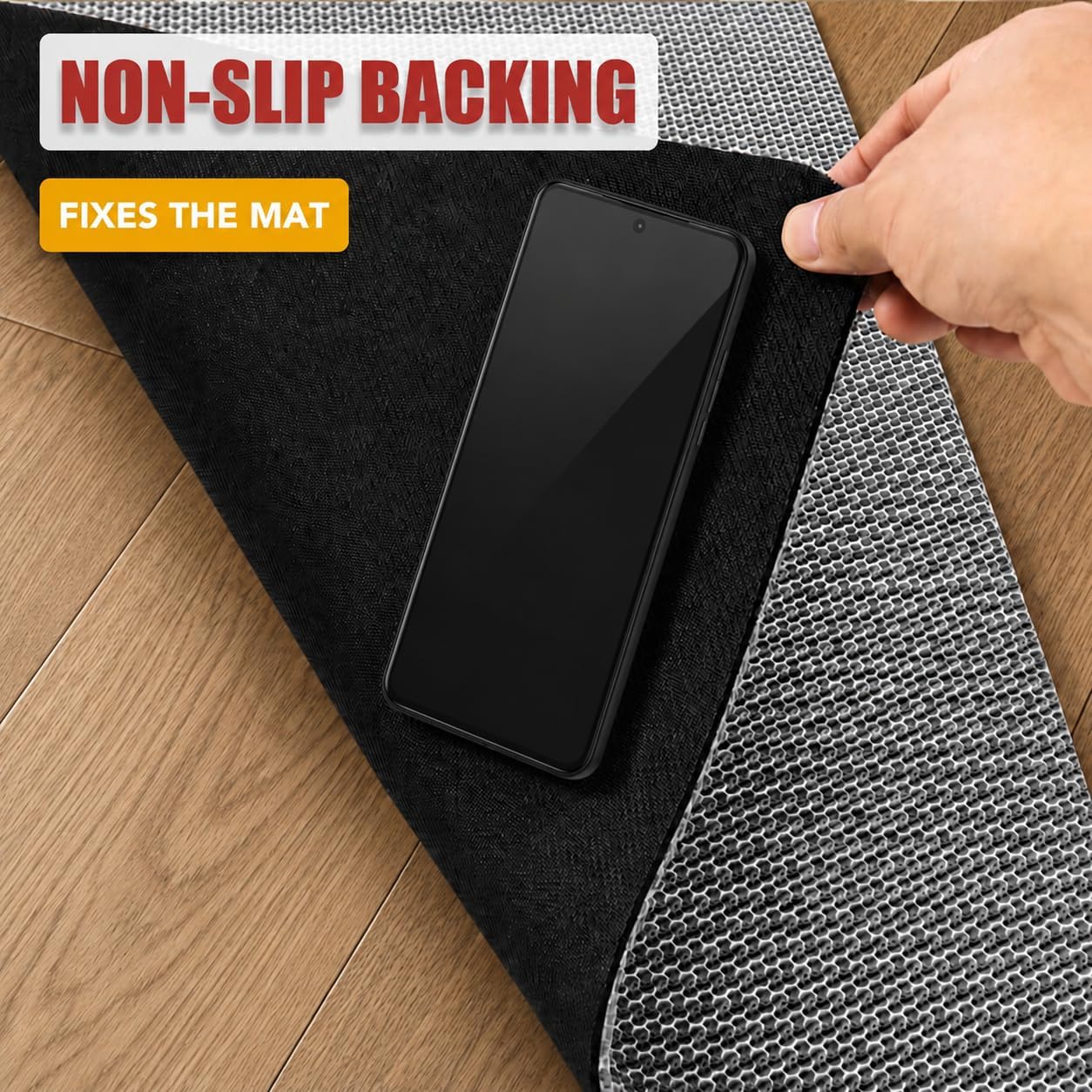 Cat Litter Mat, 17 x 23 in – Non-Slip, Cut-to-Fit | Soft honeycomb surface traps litter; non-slip backing grips smooth floors; trims to fit boxes, crates, and feeding areas