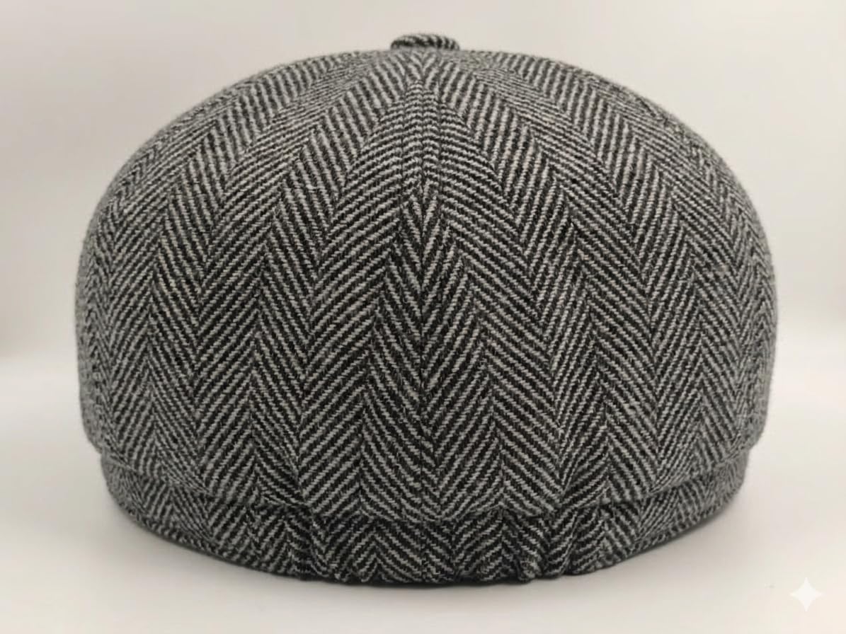 Classic Unisex 8-Panel Newsboy Cap - Vintage Herringbone Cotton Blend Flat Hat - Breathable Gatsby Cabbie Cap for Men & Women