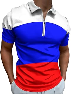 Mens Zip Short Sleeve Polo Shirts Classic Golf Tee Tracksuit T-Shirt for Athletic Casual