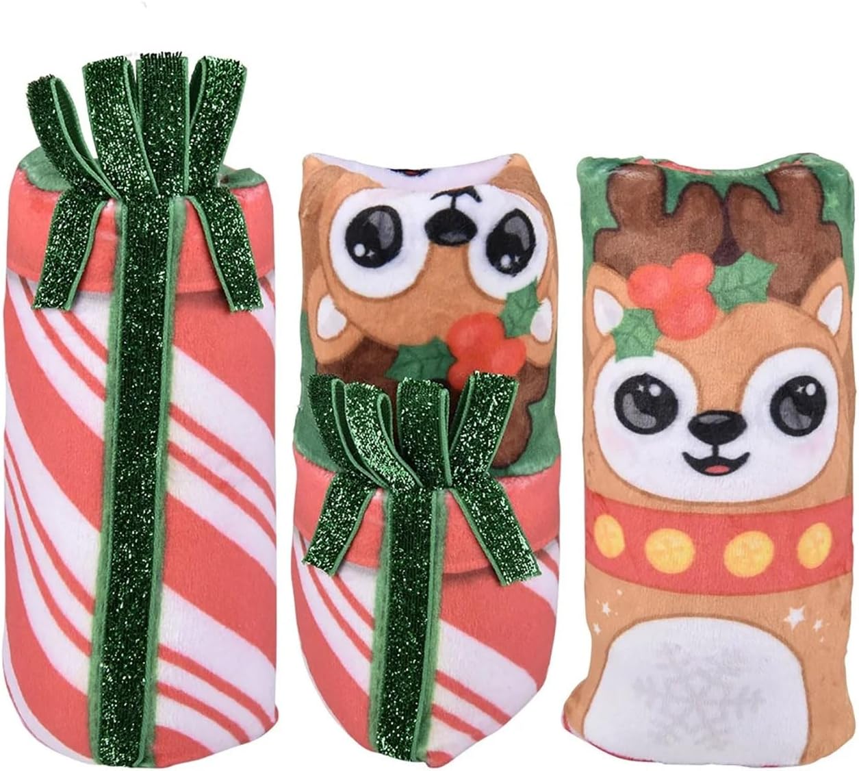 1 Random Jumbo Reversible Christmas Plush Water Filled Tube Snake Stress Toy - Squishy Slippery Wiggler Sensory Fidget (Random Style)