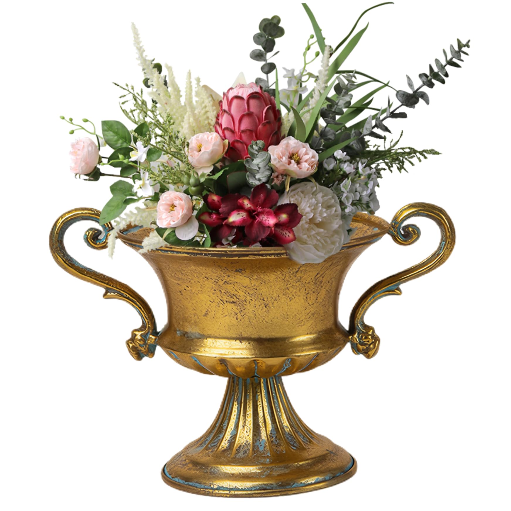 Florero de metal en forma de trofeo vintage jarrón decorativo 6"