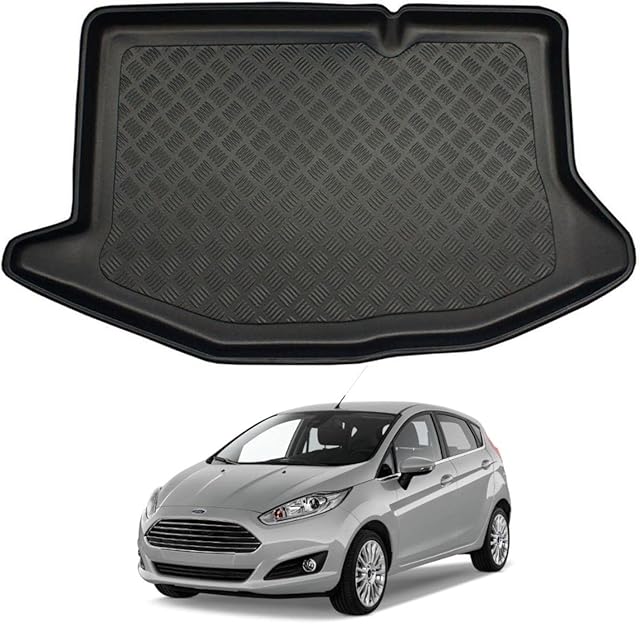 Boot Liner for Ford Fiesta (2008-2017) [Mk6] Tailored Fit Car Floor Mat Protector Guard Tray Black Custom Fitted Accessory - Dog Friendly & Waterproof with Raised Edges