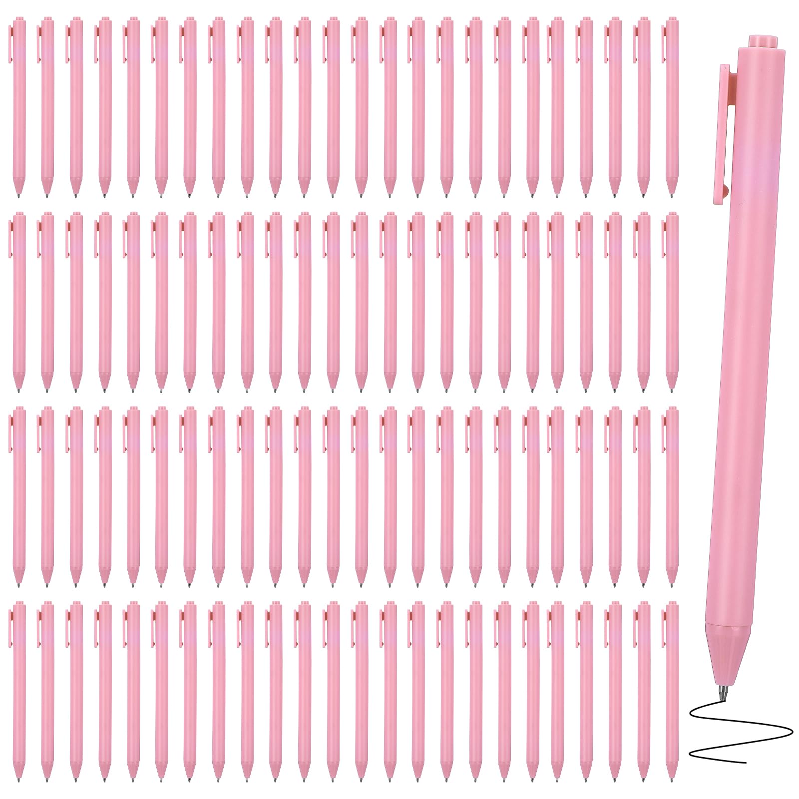 JIEYAO 100 Stück Kugelschreiber, Bulk, 1,0 mm, hellviolett, Klickstifte, einziehbar, bequem, Schreibstifte, mittlere Spitze, niedlich, Bürostifte, ästhetischer Kugelschreiber für Lehrer, Studenten,