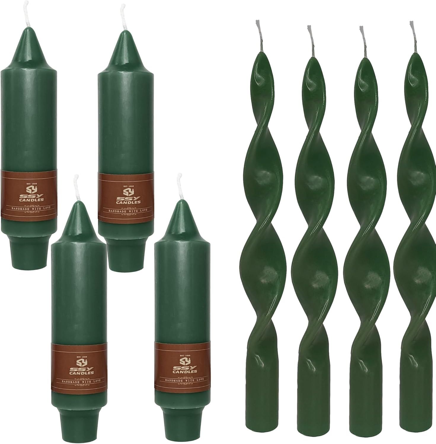Spiral Taper Candle Green Candle Sticks Dinner Twisted Candlesticks Unscented Tapered Candles for Home Décor Weddings Festive Seasons Holiday