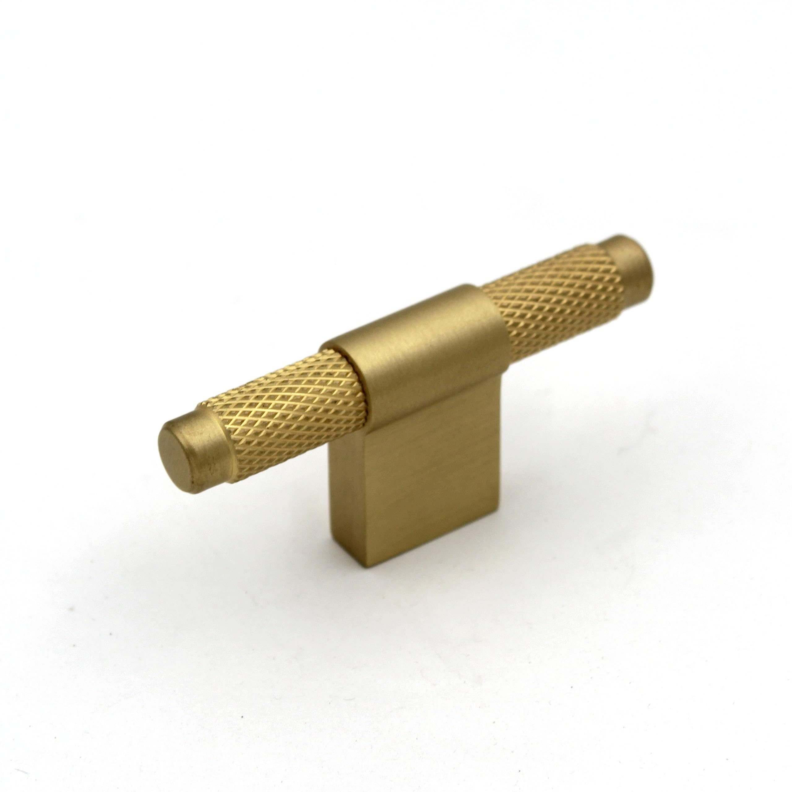 ABVIN Premium Knurled Satin Brass Knobs Handles, Furniture Pulls Cabinets Kitchen Cupboards Drawers (1 pcs) (T Knob)
