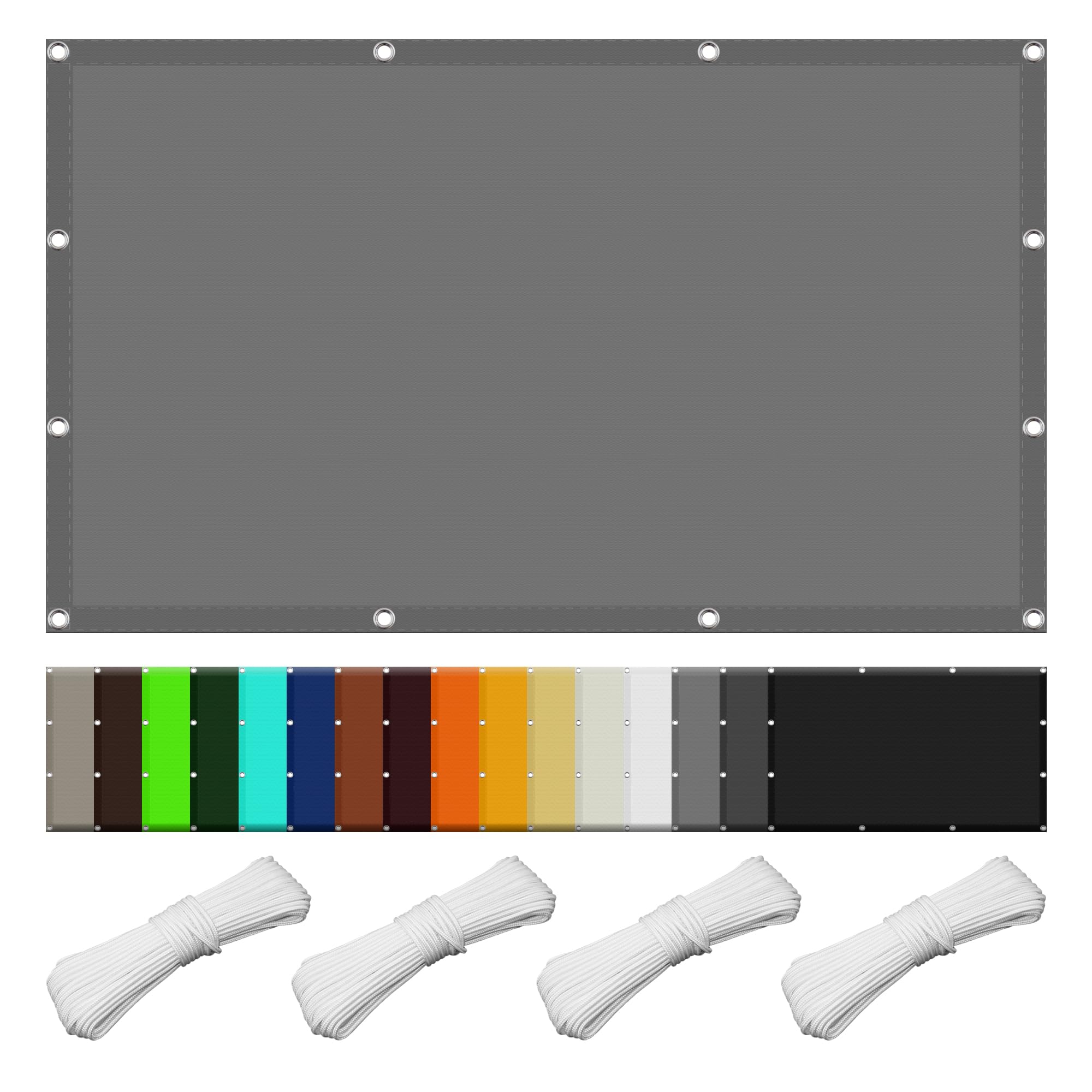 Markizy Na Tarasy 190 x 440 cm Blokuj 98% Promieni UV Baldachim Do Schronu Ogrodowego Z 4 Szt. Liny 1, 5 M Na Zewnątrz, Do Ogrodu, Podwórka, Jasny szary