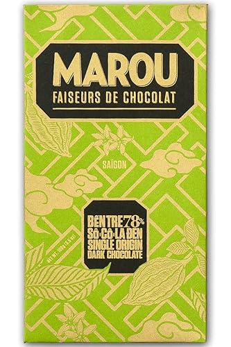 Marou Ben Tre - Chocolate negro al 78% de cacao, origen único, sin lácteos, sin gluten, sin soja, 1 barra de 2.82 oz