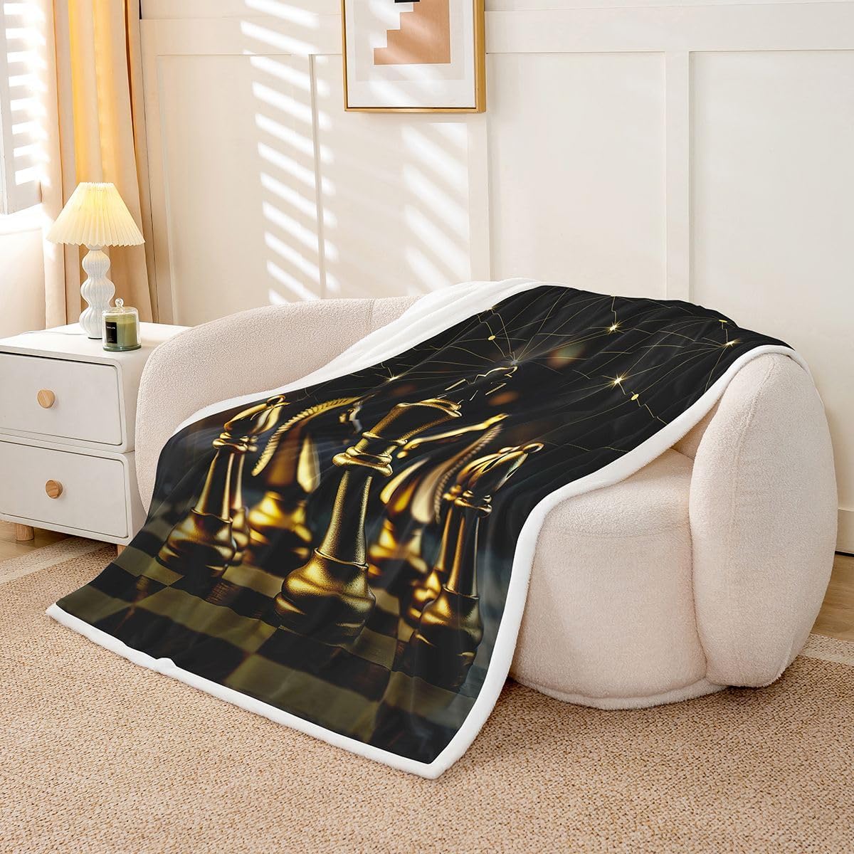 Feelyou Teens Chess Print Plush Blanket Queen 30"x40" Boys Girls Gift