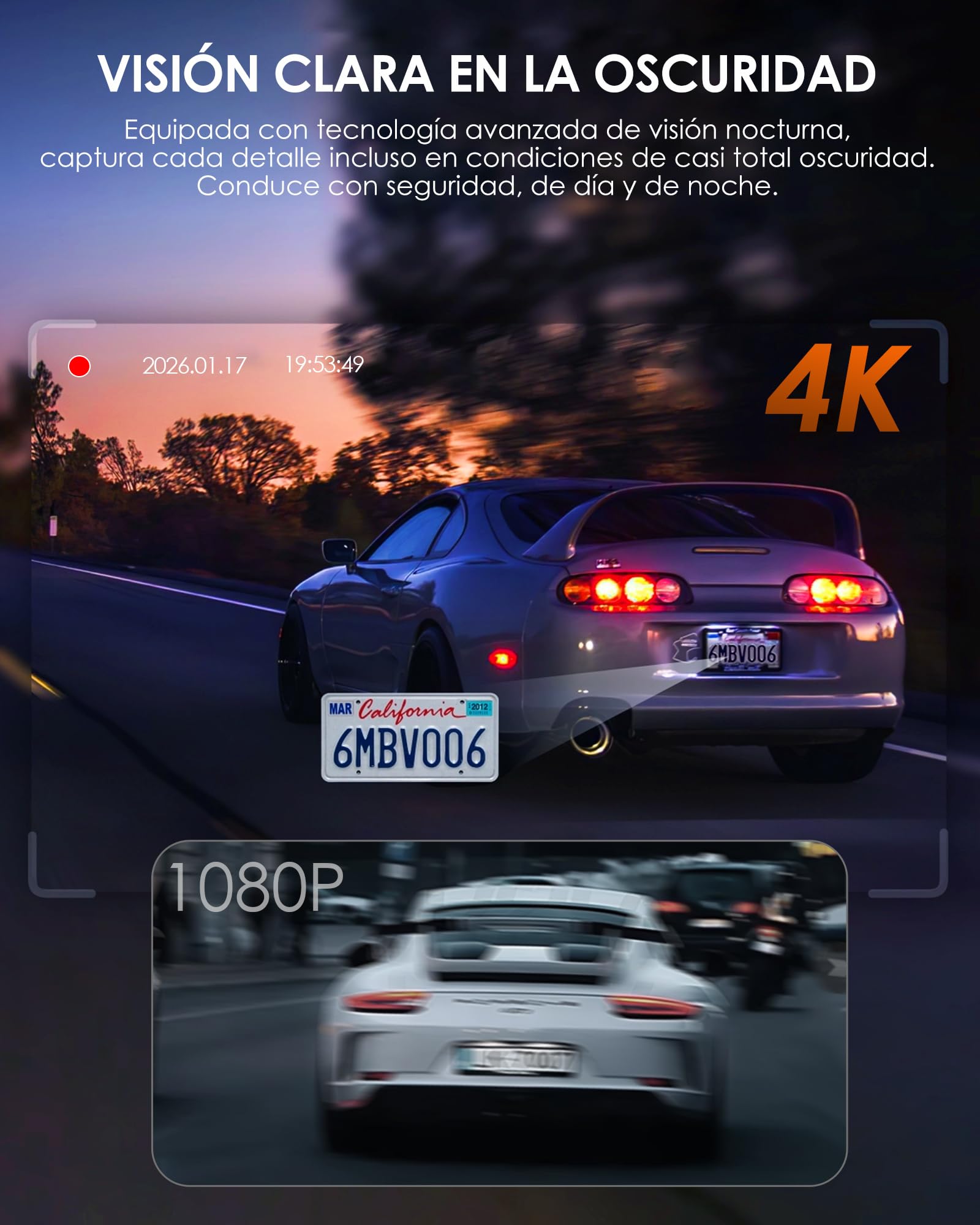 iZEEKER 3 Canales 4K Dashcam con Tarjeta de 32GB GRATIS, Cámara Coche Frontal, Trasera e Interior 4K+1080P+1080P con WDR, Visión Nocturna IR, WiFi 6, Ángulo 170°, G-Sensor, Modo de Estacionamiento 24H