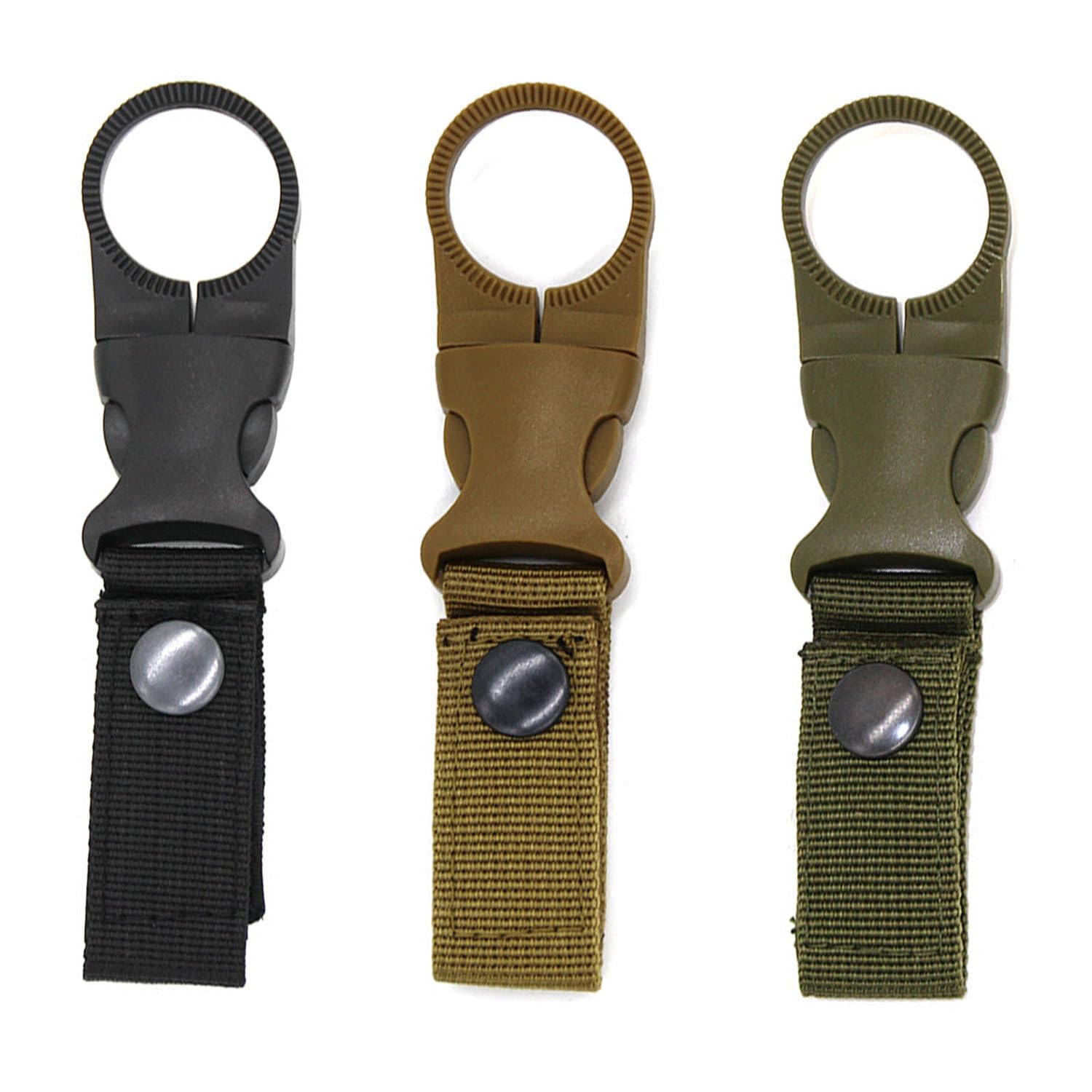 FIBOUND 3 Pcs Nylon Webbing Buckle Clips, Portable Beverage Strap Hooks for Outdoor Activities like Camping and Hiking