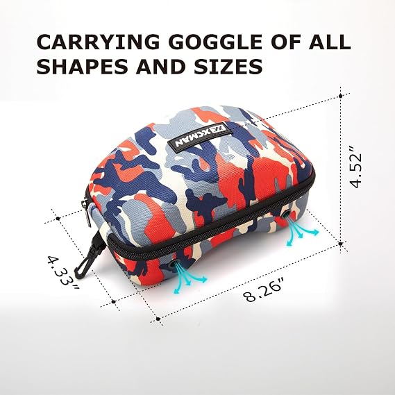 XCMAN Rigid EVA Ski Goggle Case Fit All Shapes and Size Ski Goggles