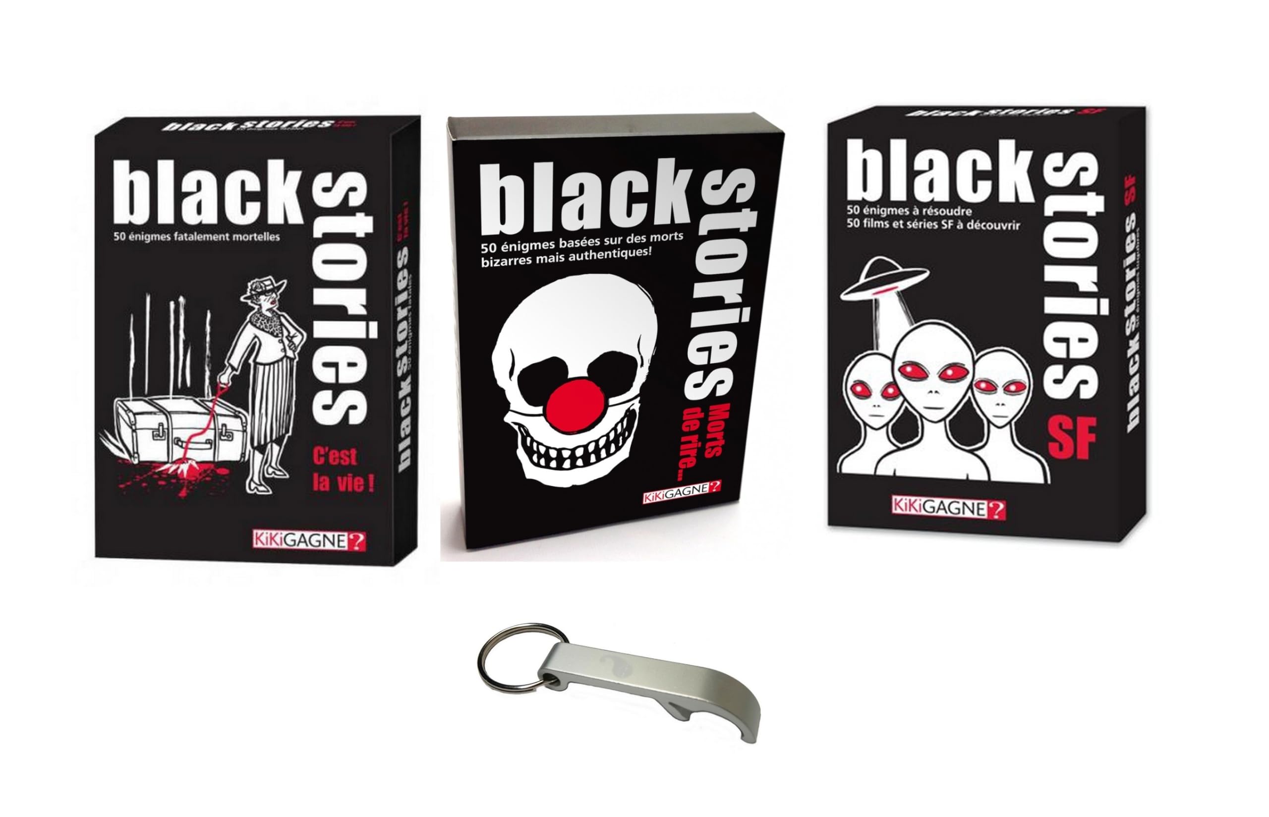 Black Stories Set in French "Death of Laughter" 1 + Death of Laughing 2 + Science Fiction + 1 Bottle Opener Blumie (MDR 1 + 2 + SF)