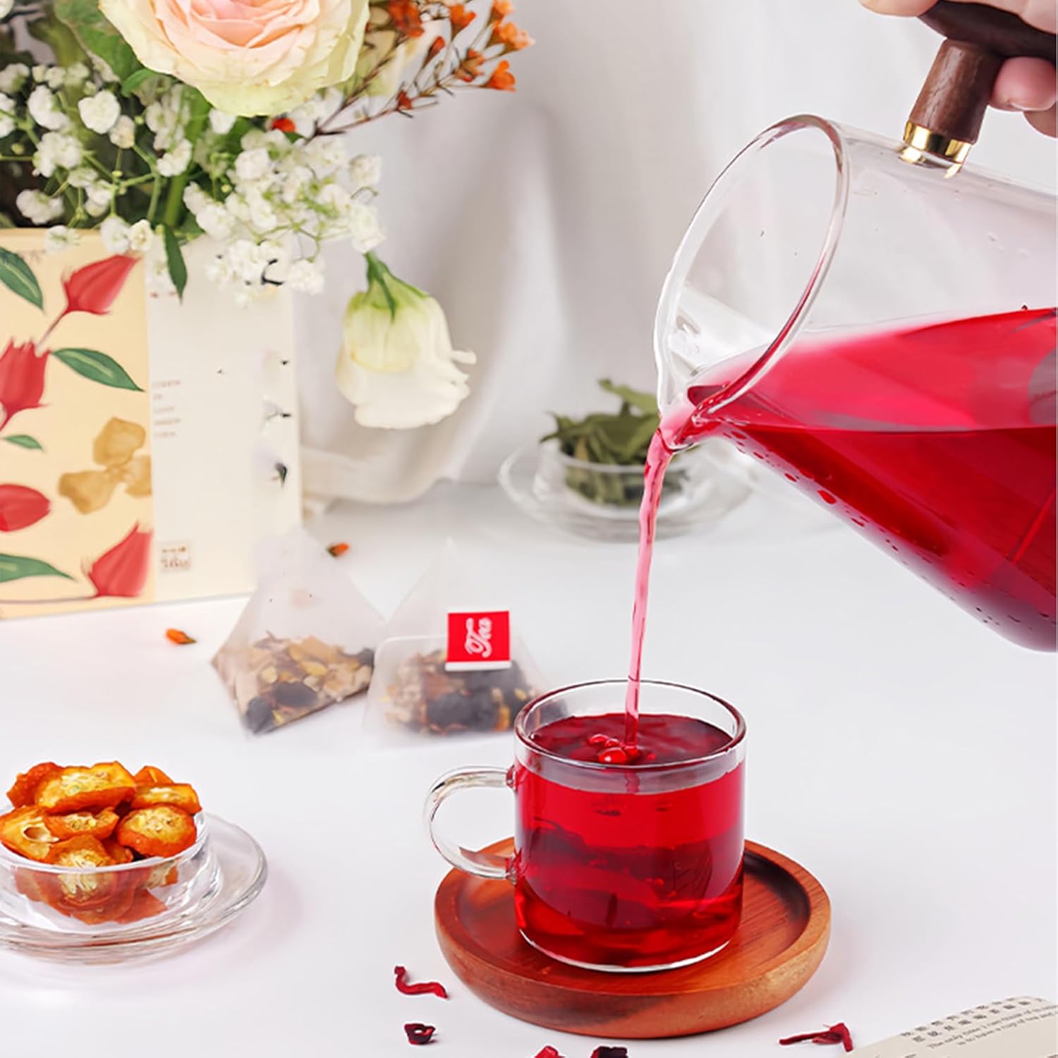 Organic Hibiscus and Dried Tangerine Peel Tea - 10g*20pcs Roselle Flower Tea Bags (2pcs)