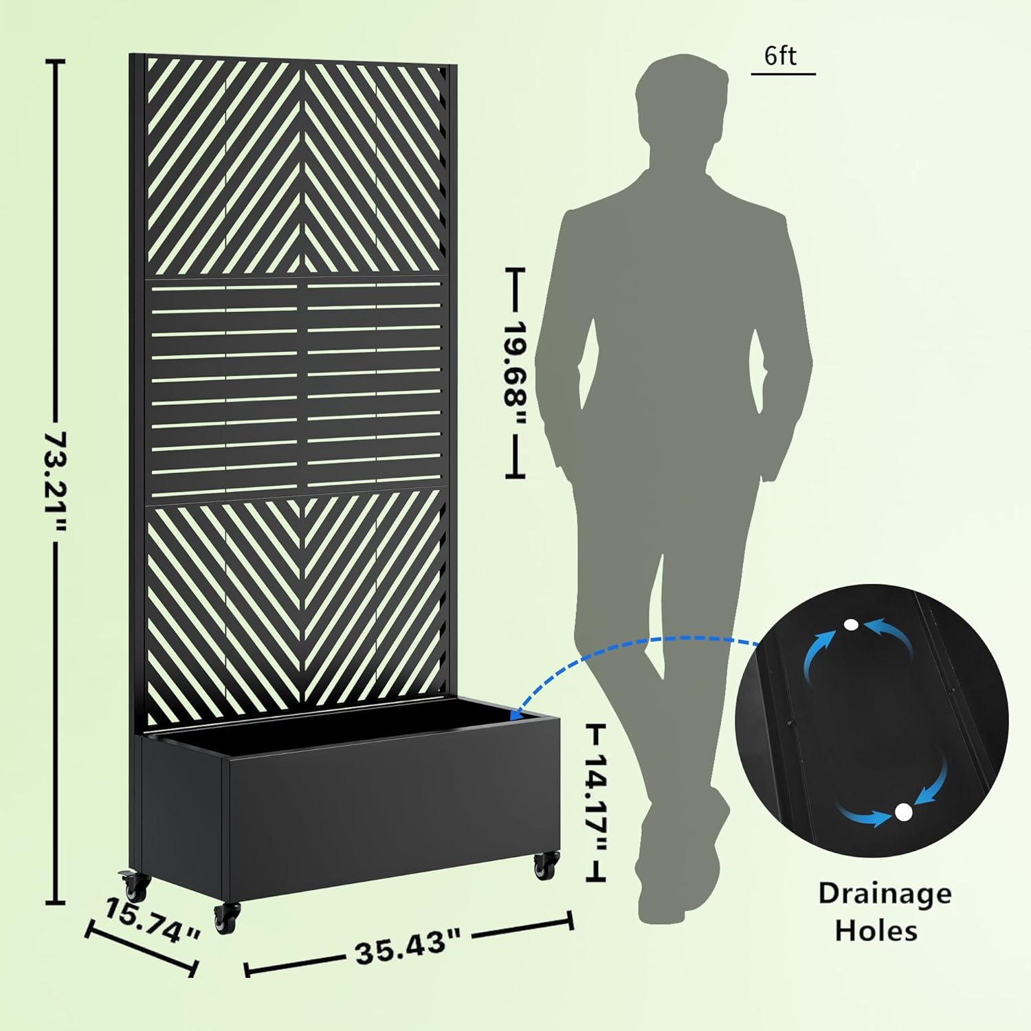 Metal Planter Box with Trellis, 35.4" L Raised Garden Bed on Wheels, 12" Deep Rust-Resistant Outdoor Planter with Privacy Screen for Climbing Plants, Vegetables, Vines, Balcony & Patio Decor