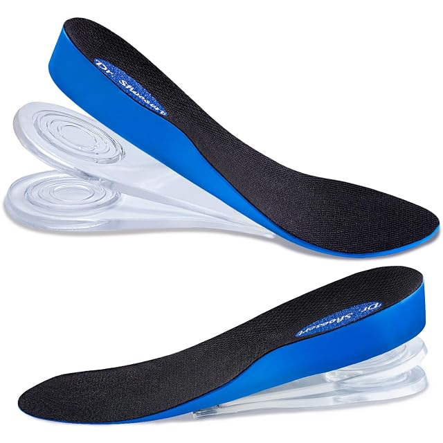 Dr Shoesert 3-Layer Adjustable Height Increase Insoles 3 4 Length Shock Absorption Cushion Heel Lift Inserts