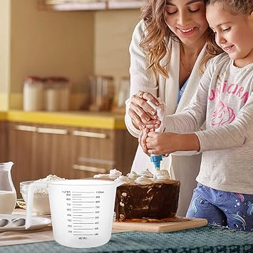 ASelected 3pk Plastic Measuring Jugs 1 Litre, Clear Measuring Cup with Handle Plastic Jugs with Easy-to-Read Measurements for Kitchen Baking with Measuring Scale Easy Pour