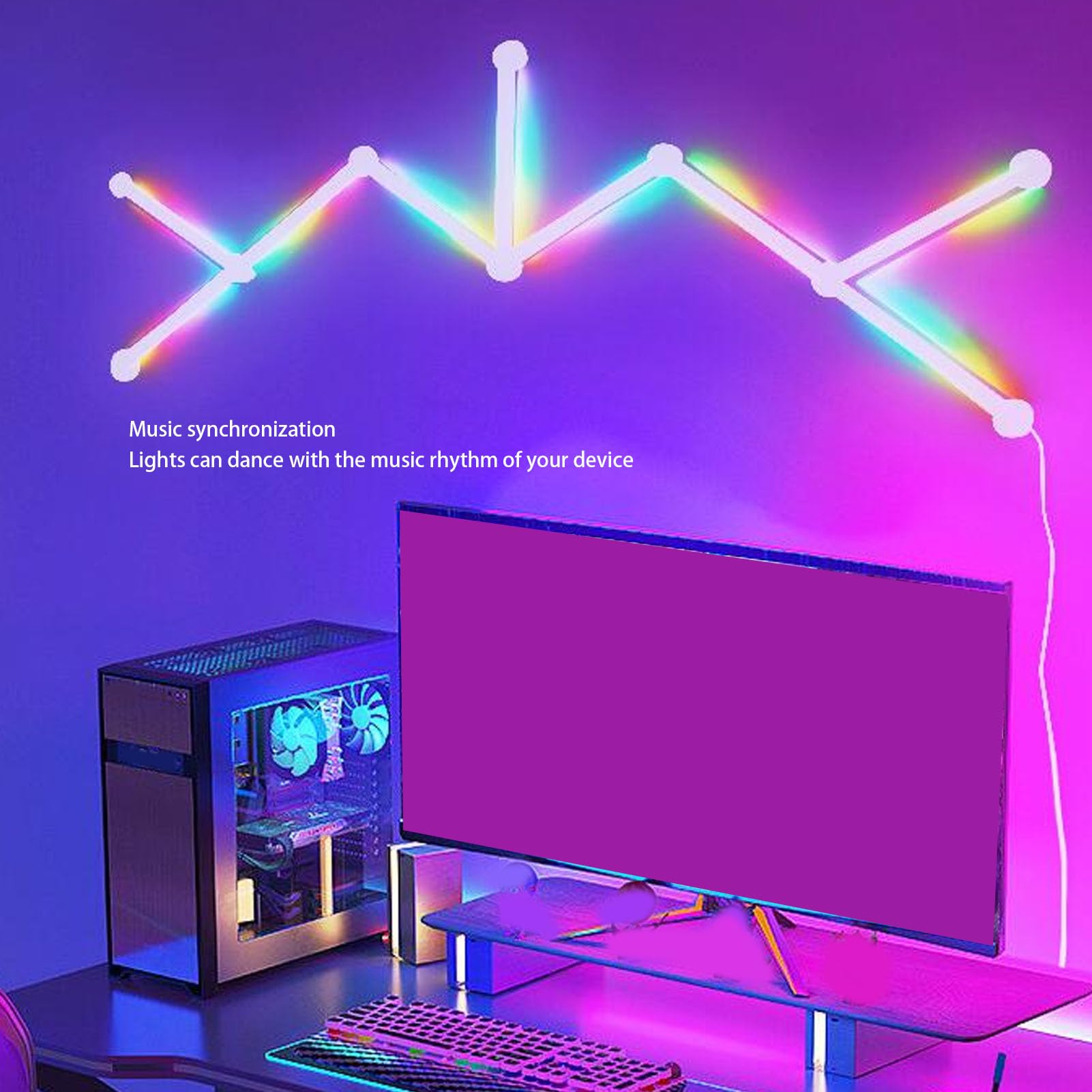 FTVOGUE Barras de Luz de Pared RGB, Barras de Luz de Pared LED RGB ABS con Control de Aplicación y Botón, Diseño de Empalme Geométrico para Sala de Juegos, Dormitorio, Decoración de, Usuarios de Vida