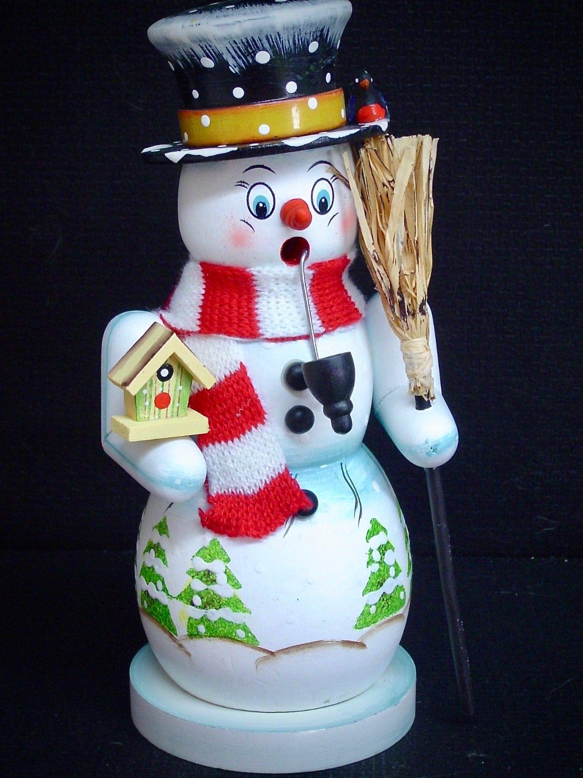 XXL Räuchermann Räucherfigur Schneemann Toni mit Vogelhaus 50 cm Color NEU 40689