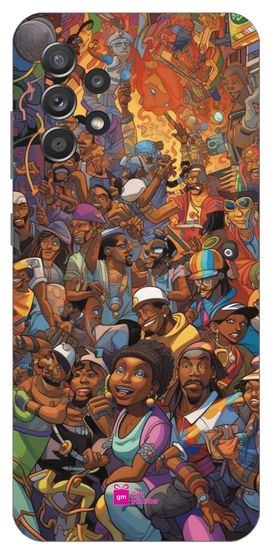 Gift Minister Soft Designer Mobile Case for Samsung Galaxy A52 5G Back Cover Dim Gray - Cartoon Lots Colorful People Hiphop Material Energetic Mark Playful Typography Anti-Slip Clear 1Pcs 17018