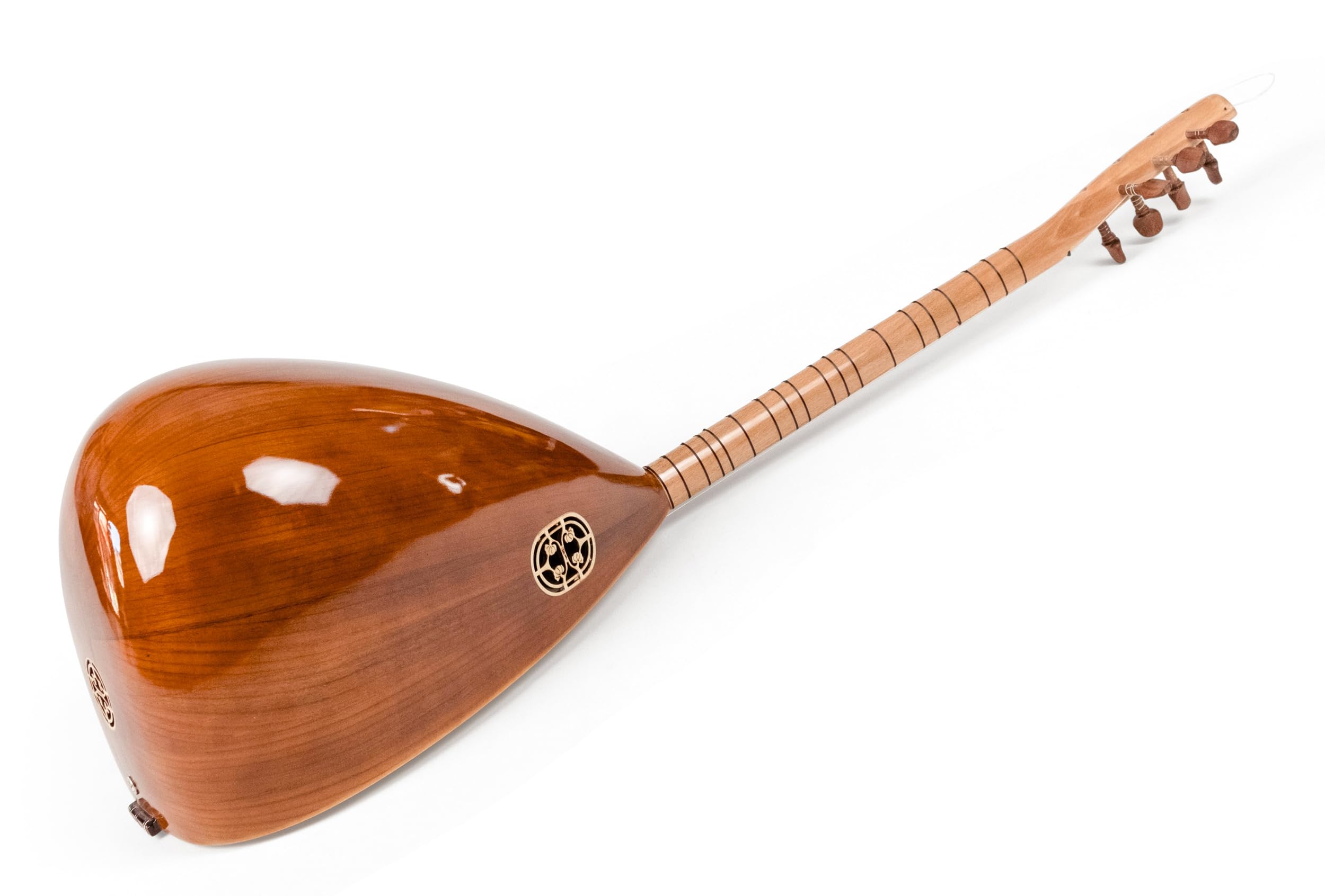 Baglama Saz à col court turc en bois de mûrier avec micro, cordes, médiators, étui