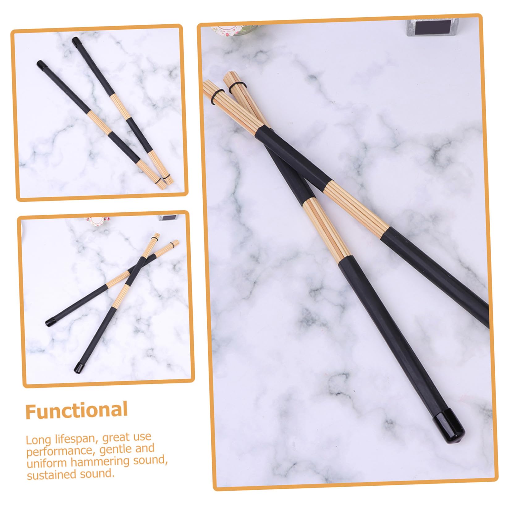 Set Da 3 Paia Di Bacchette Per Batteria in Bamboo Professionali Per Strumenti a Percussione, Accessori Per Tamburo Setole Levigate Per Suono Uniforme, Per Principianti