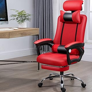 CNMJI Sedia da Gaming, Sedia Gaming Ergonomica da Ufficio Poltrona Girevole con Poggiatesta Supporto Lombare PU Leather Sedie da Gaming con Poggiapiedi Regolabile