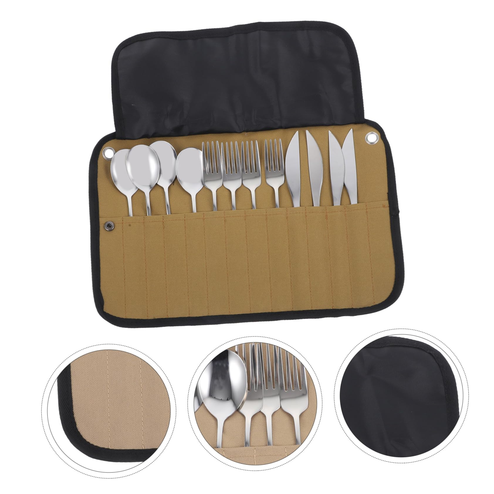 Ensemble de Vaisselle de Pique-niques 1 Set Acier Inoxydable Nylon Argenté