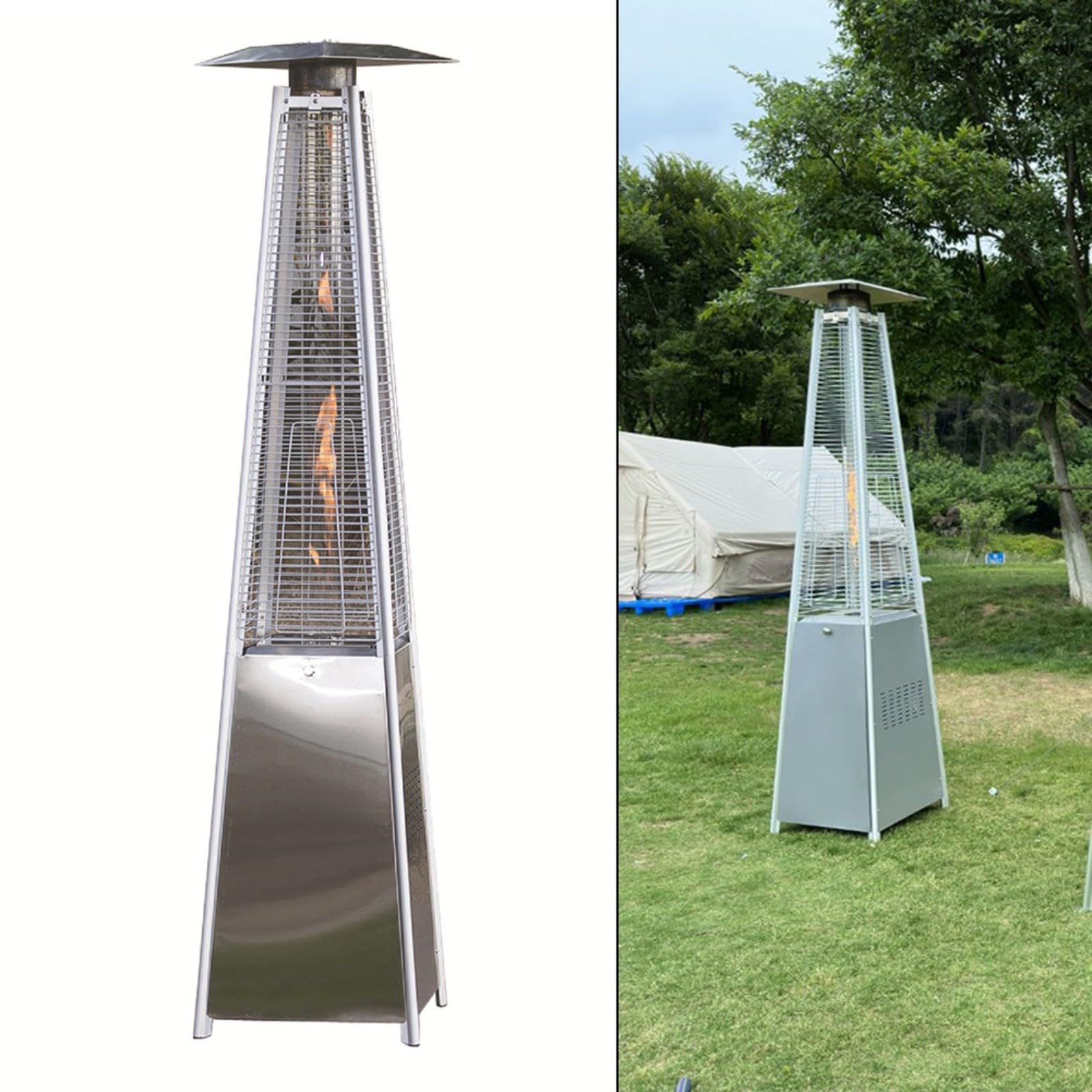 47000 BTU Kit di ricambio per modulo bruciatore riscaldatore per patio con scatola di controllo Montaggio a pavimento in metallo Parti riscaldanti esterne (B)