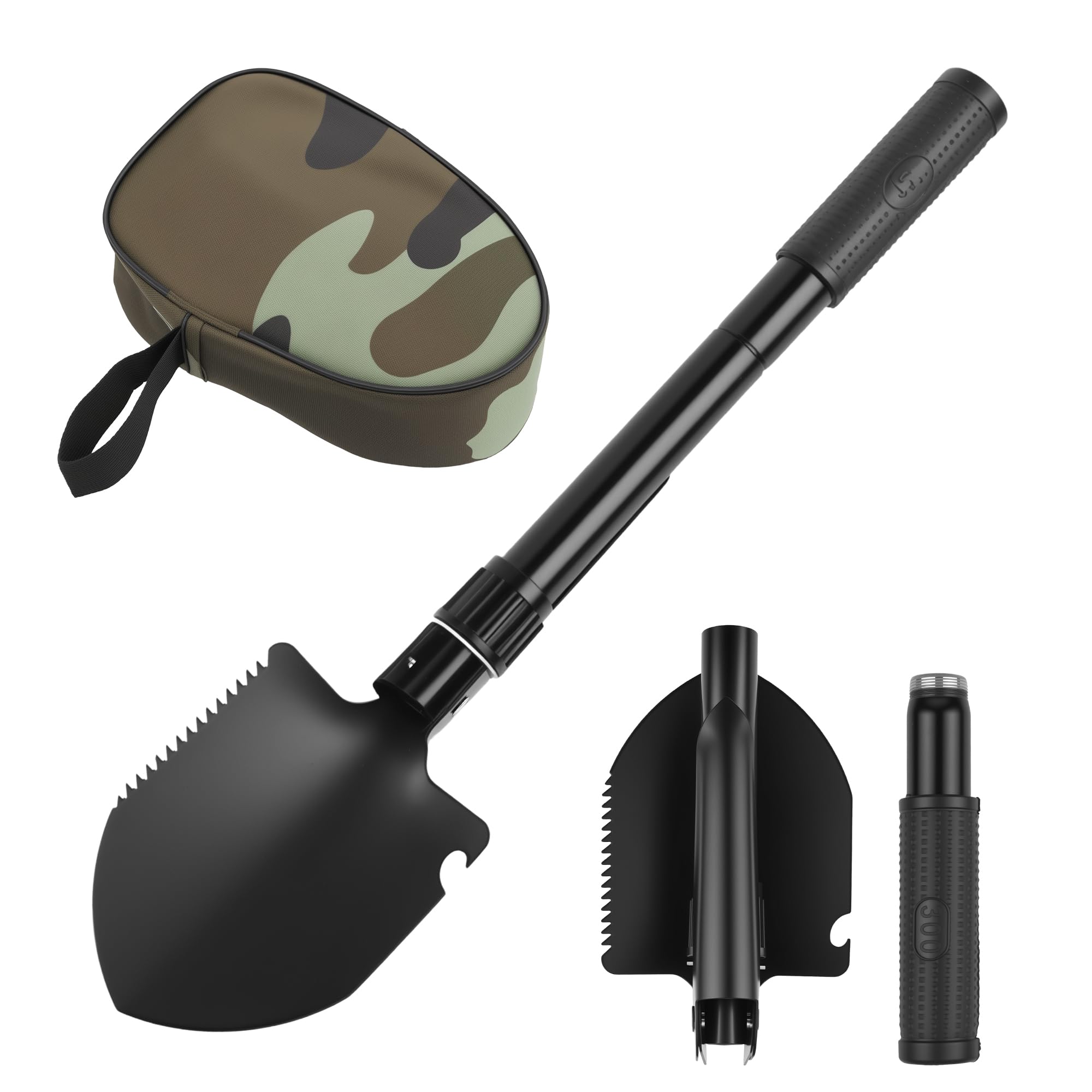 Camping Shovel, 42cm mini Portable Shovel for Garden, Folding Survival Shovel, Entrenching Tool Portable for Detecting, Car Emergency, Backpacking, Outdoor, Hiking, Gardening and Trenching