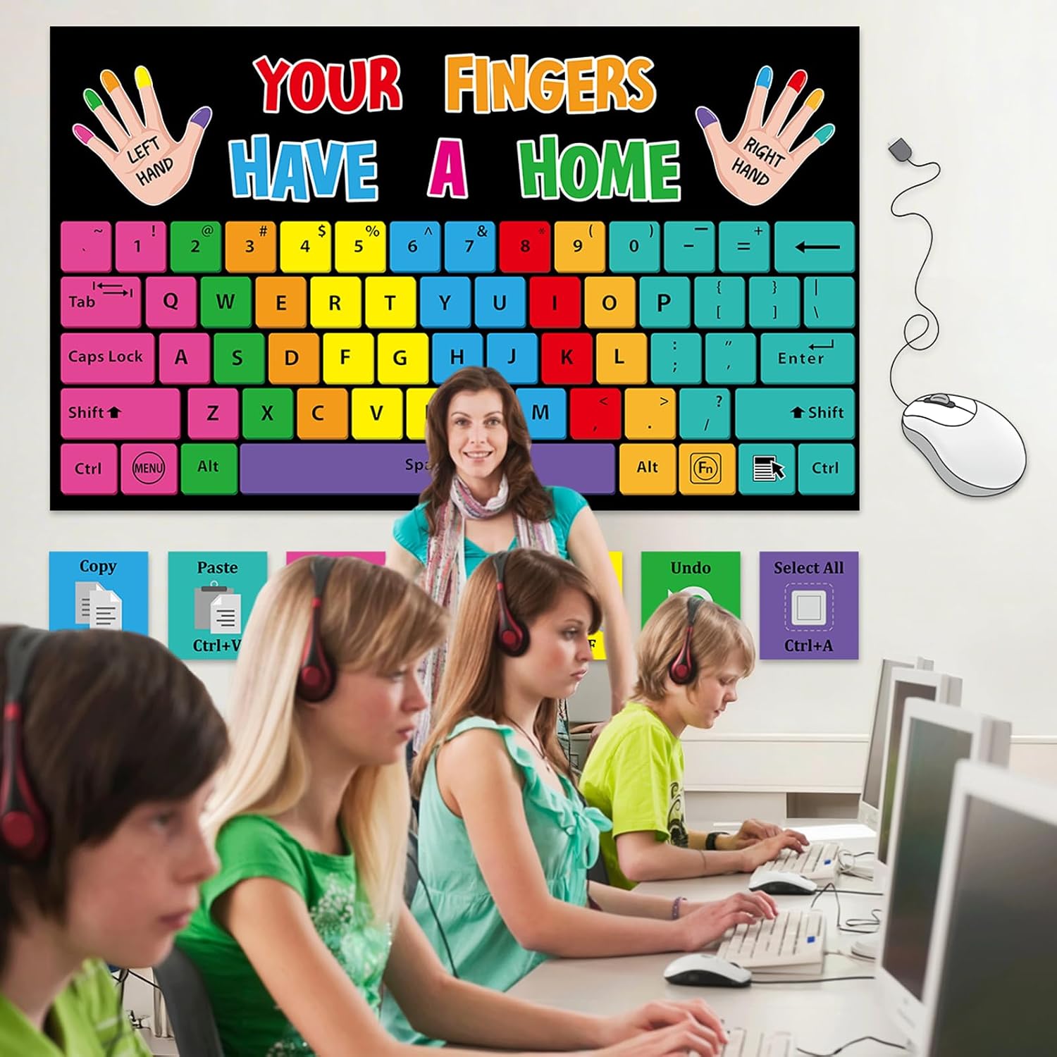 Computer Keyboard Bulletin Board Set Keyboard Shortcuts Bulletin Board Computer Lab Classroom Decorations Your Fingers Have A Home Paper Cutouts for Back to School Classroom Chalkboard Wall Door Decor