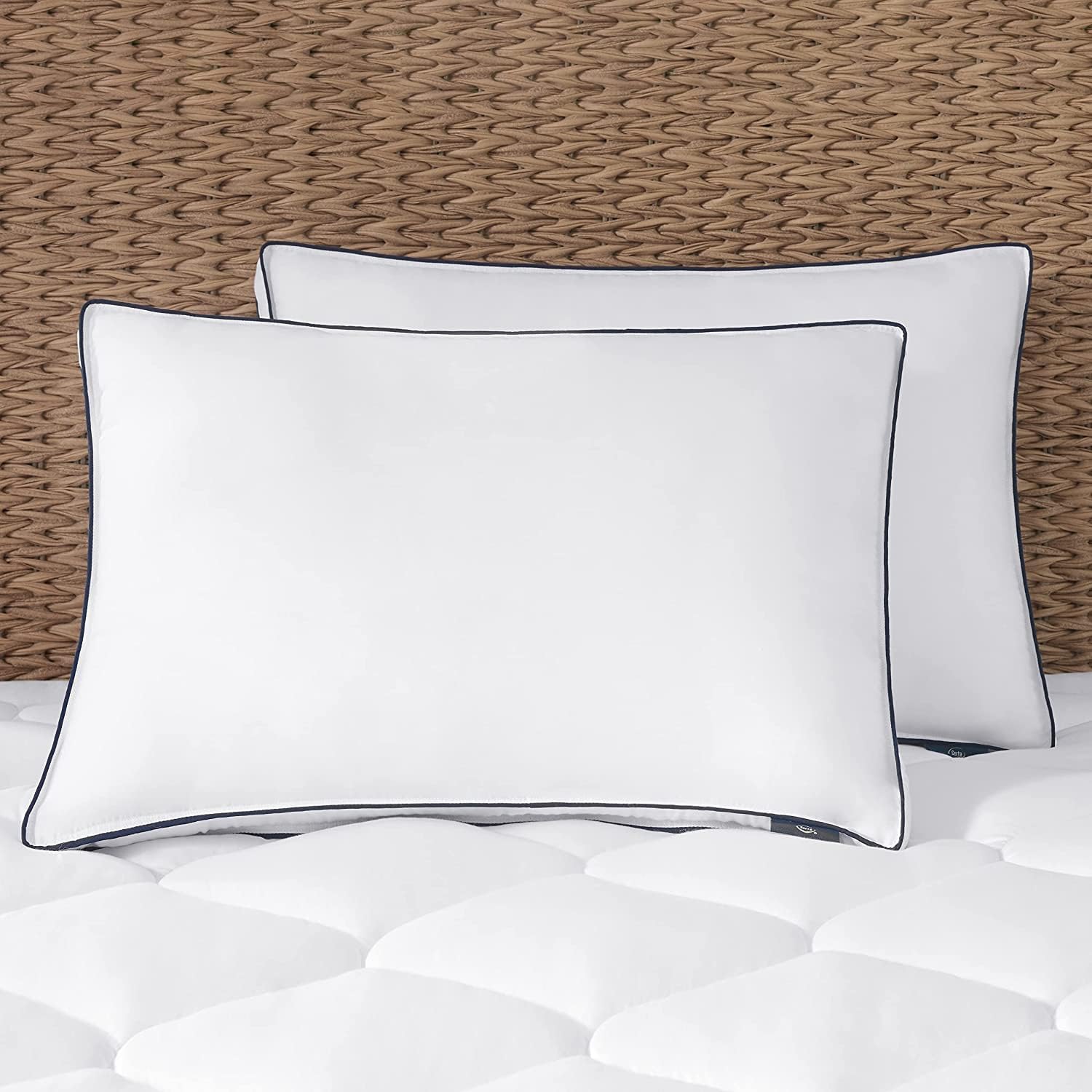 Serta Ocean Breeze Breathable Medium/Firm Bed Pillow for Side, Back, and Stomach Sleepers, Sustainable Fiber Fill and Tencel Cover (1 Pack), King, White