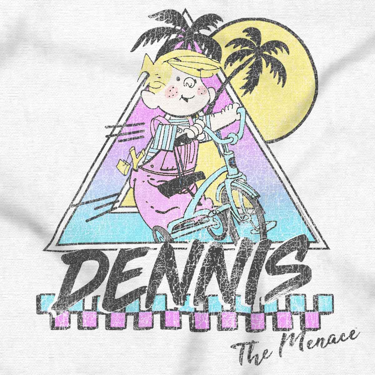 Dennis The Menace Summer Bike Ride Womens Top Junior Graphic Tee White