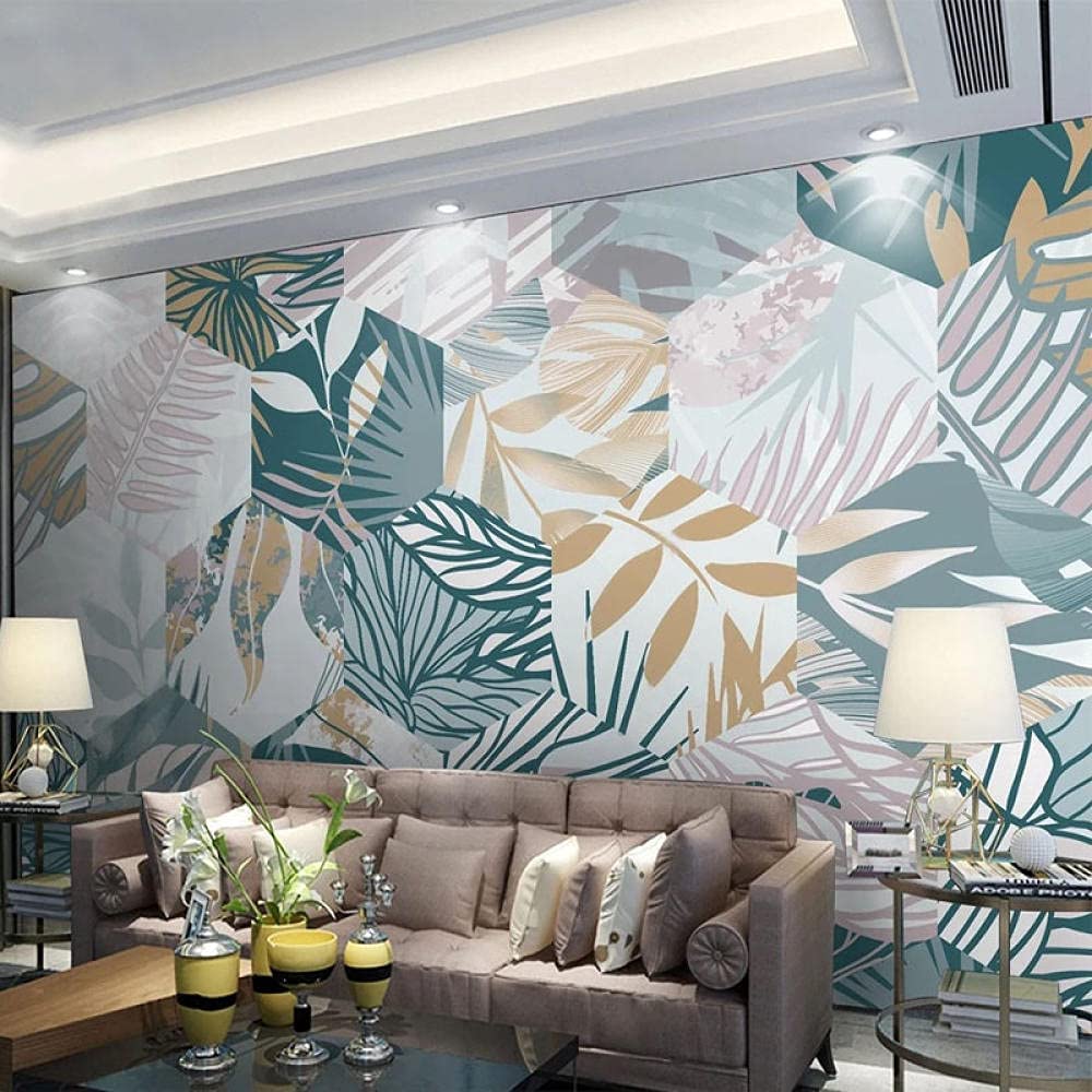3D Personalizado Gran Pegatina De La Pared Hojas De Plantas Tropicales Papel Pintado Mural Respetuoso Con El Medio Ambiente Resistente A Las Manchas Sala De Estar Oficina Hotel 200(ancho)x150(alto) cm