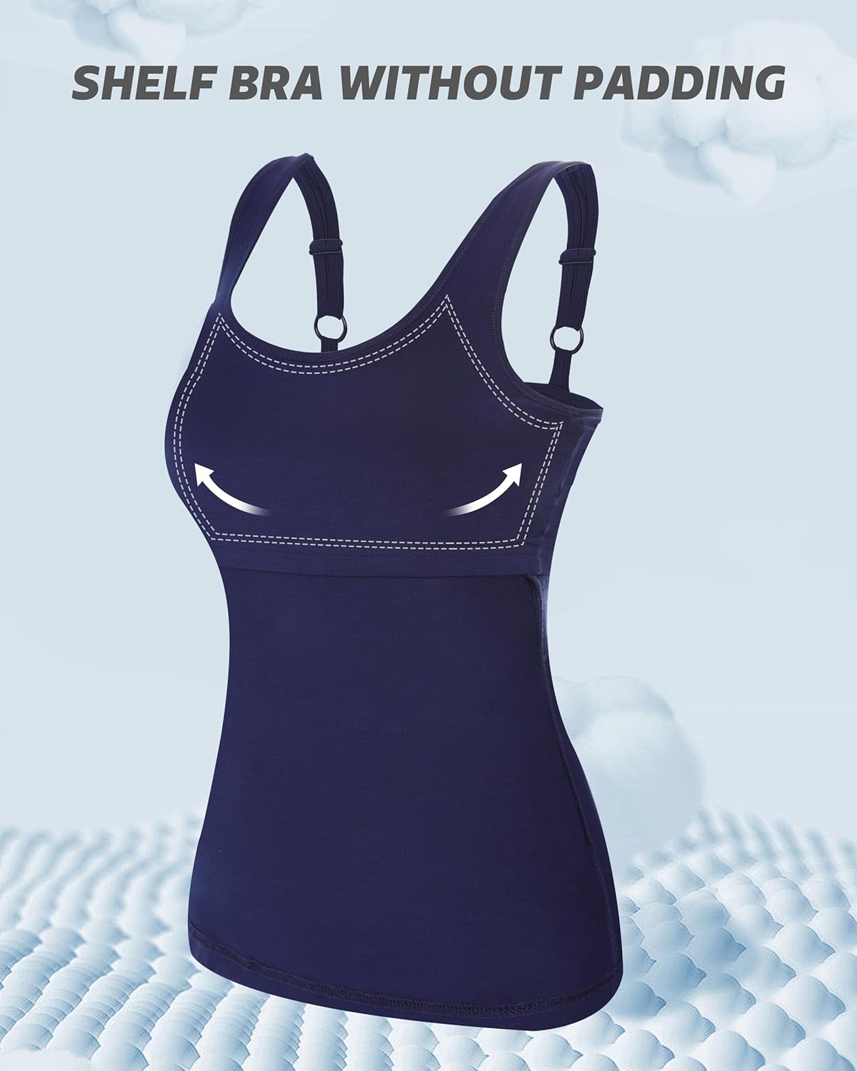 BAMBOO COOL Shelf-Bra Lingerie Camisole for Women Basic Tank with Adjustable Strap Soft Undershirt - Image 4