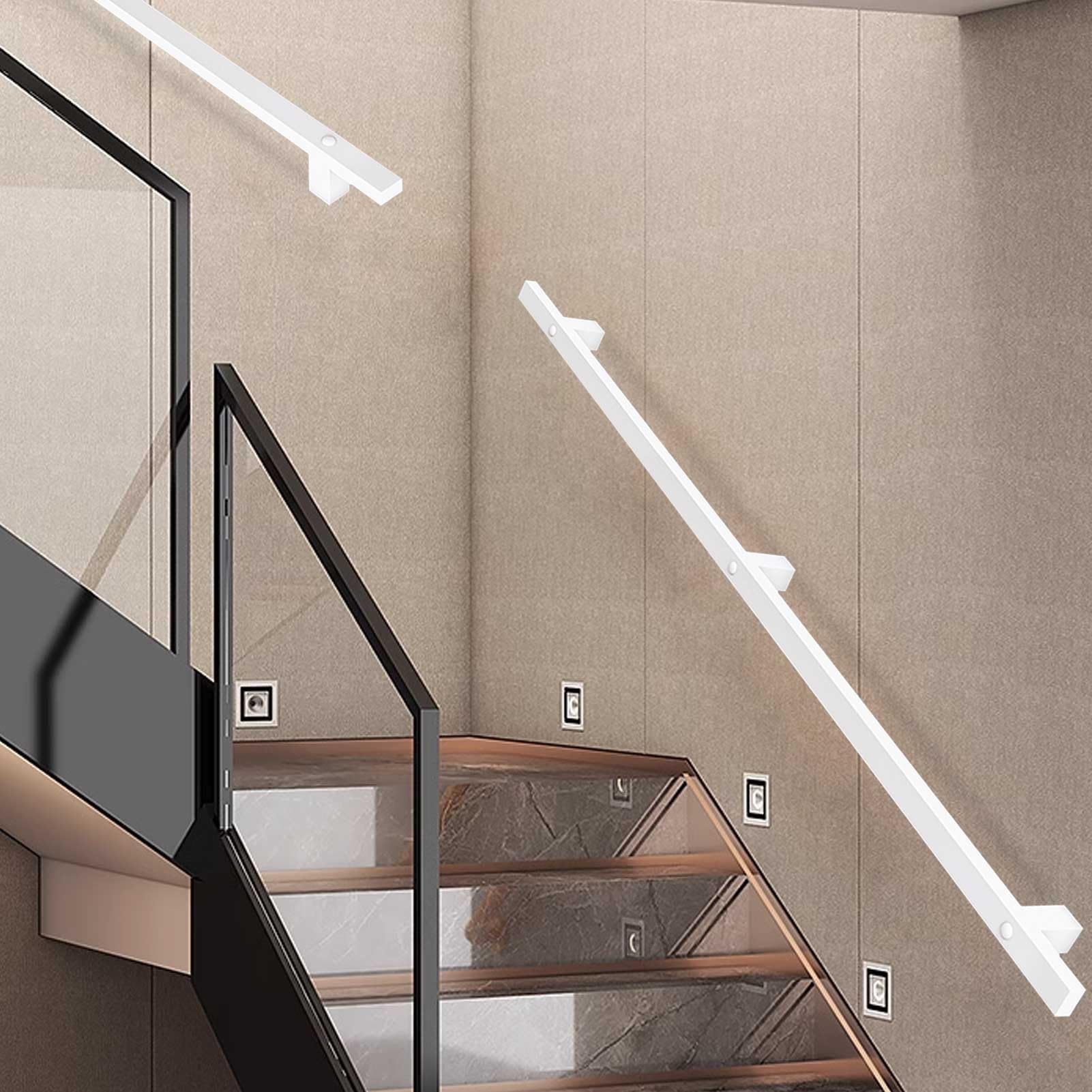Rampe d'escalier antidérapante en fer blanc avec fixation murale solide de 450cm