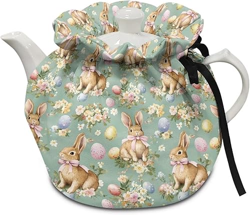 Vista 10 de Tetera acogedora funda térmica aislada para hervidor de agua, calentador de desayuno, lavable a máquina, para tetera, decoración de cocina del Verde