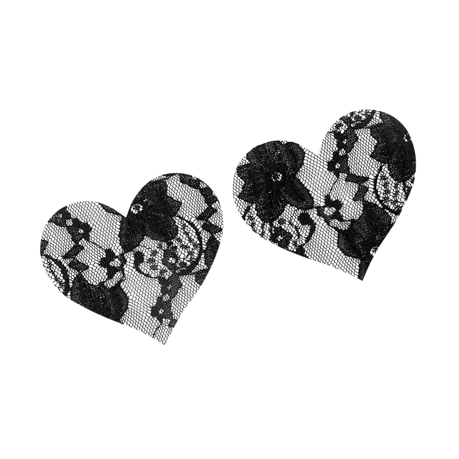 nivaa 2Pcs Lace Pasties Lingerie Lady Reusable Black for Club party Heart-picture-28