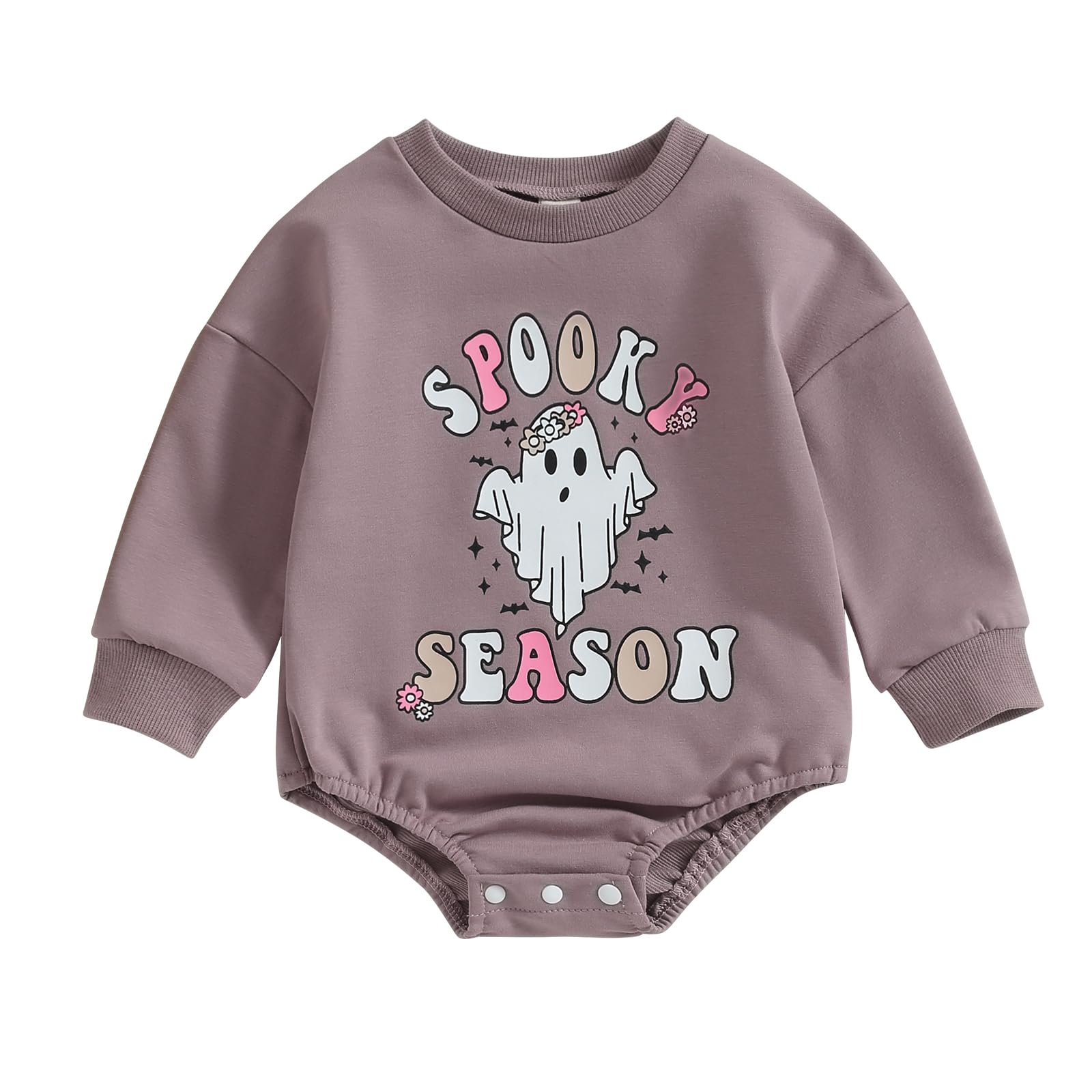 Infant Baby Girl Halloween Outfit Long Sleeve Romper Sweatshirt Spooky Season Bodysuit Pullover Tops (Purple, 3-6 Months)