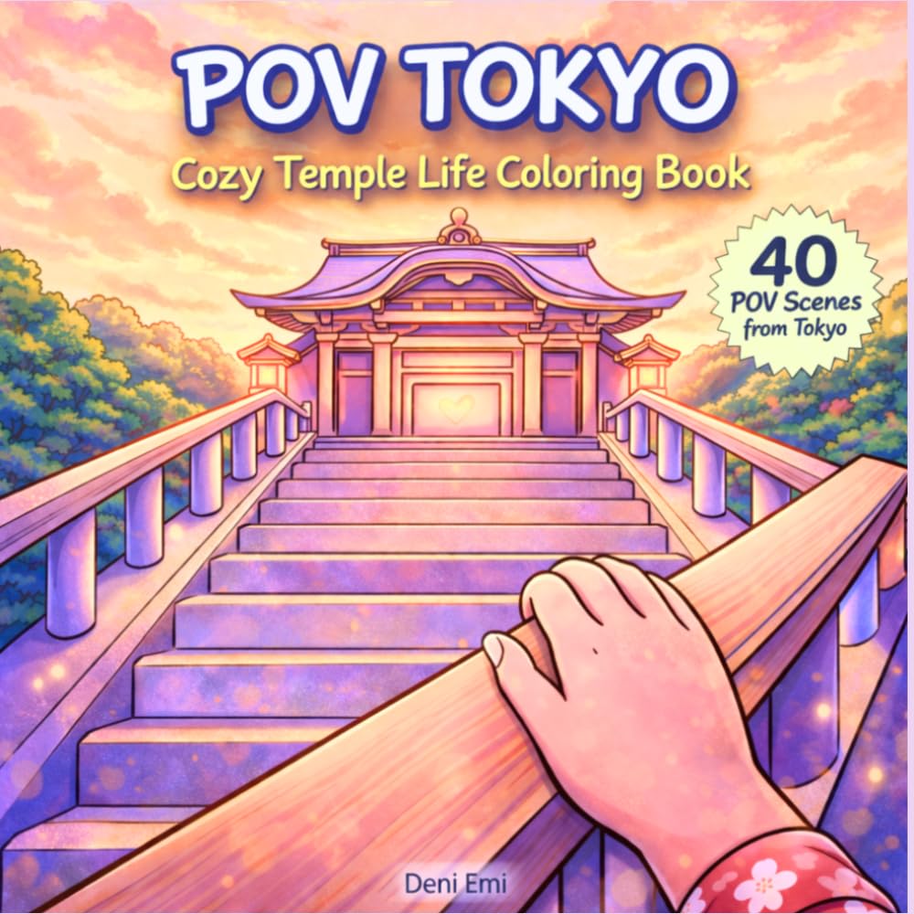 POV TOKYO: Cozy Temple Life Coloring Book: 40 Serene Shrine Visits, Traditional Architecture, Spiritual Atmosphere and Quiet Moments for Relaxation and Creative Escape