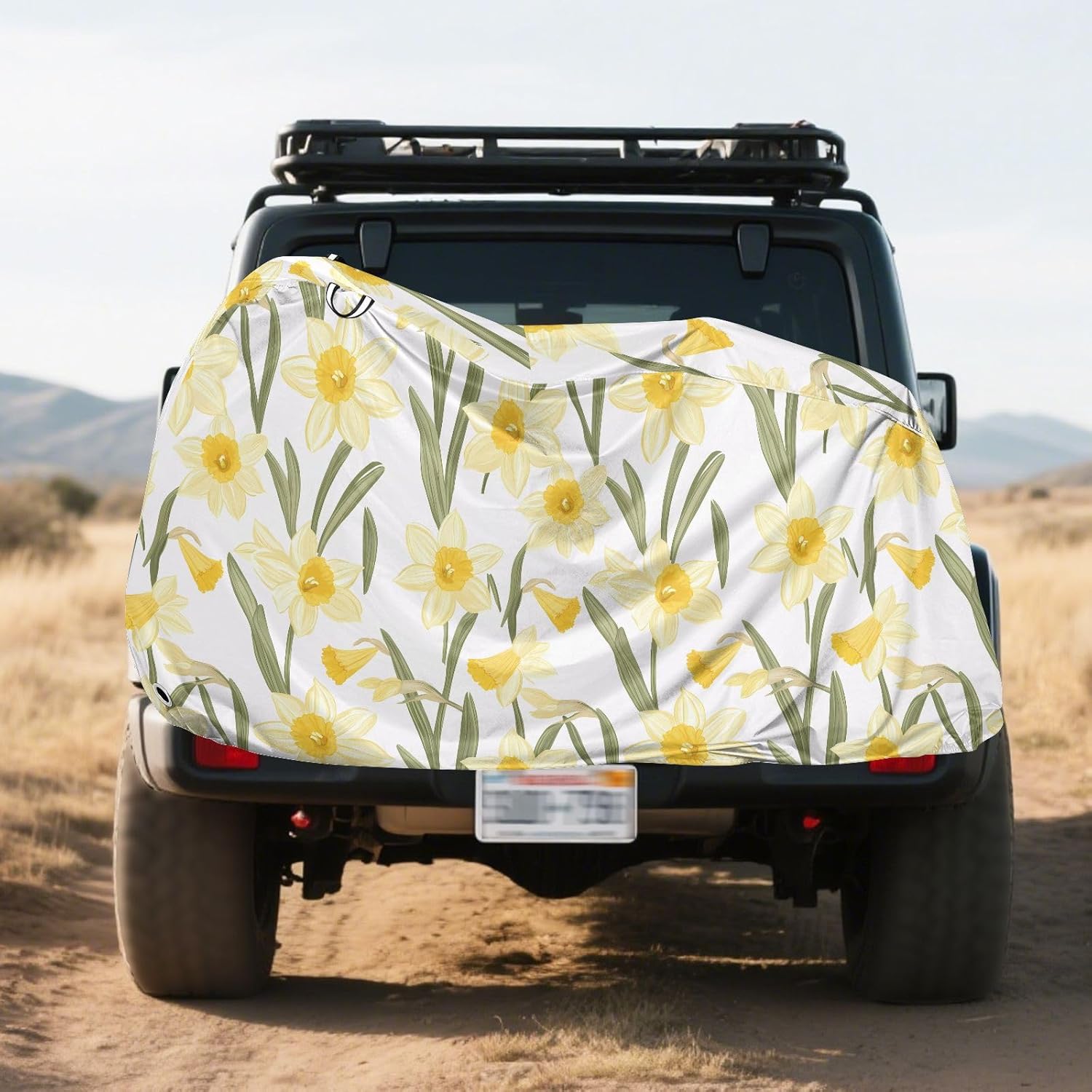 Cartoon Yellow Daffodils Cover for Bike Waterproof Exercise Bike Cover Bikes Storage