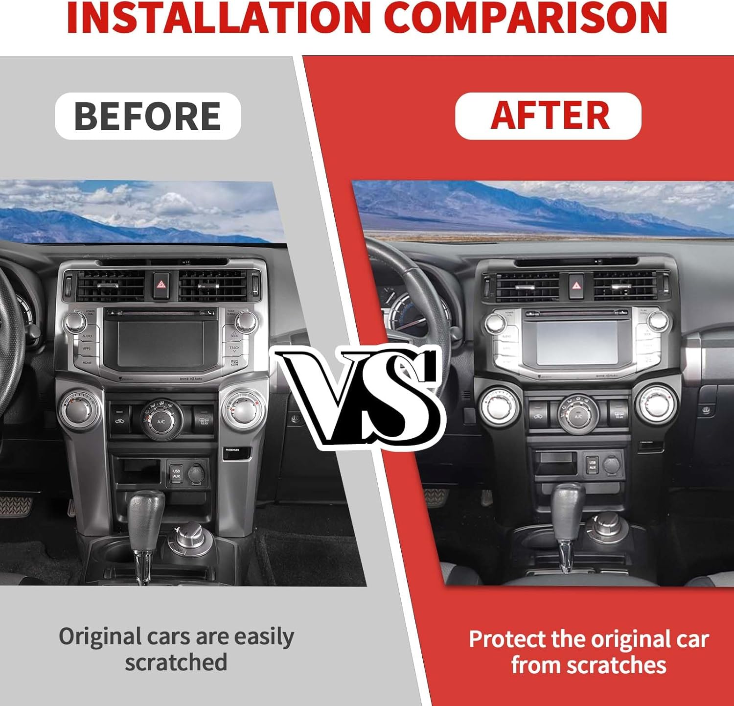 Jimen Fit for Toyota 4Runner 2010-2019, 8PCS Interior Trim Kits - Navigation Panel, Gear Shift Cover, AC Climate Control Panel, Inner Door Handle Trim (Matte Black)