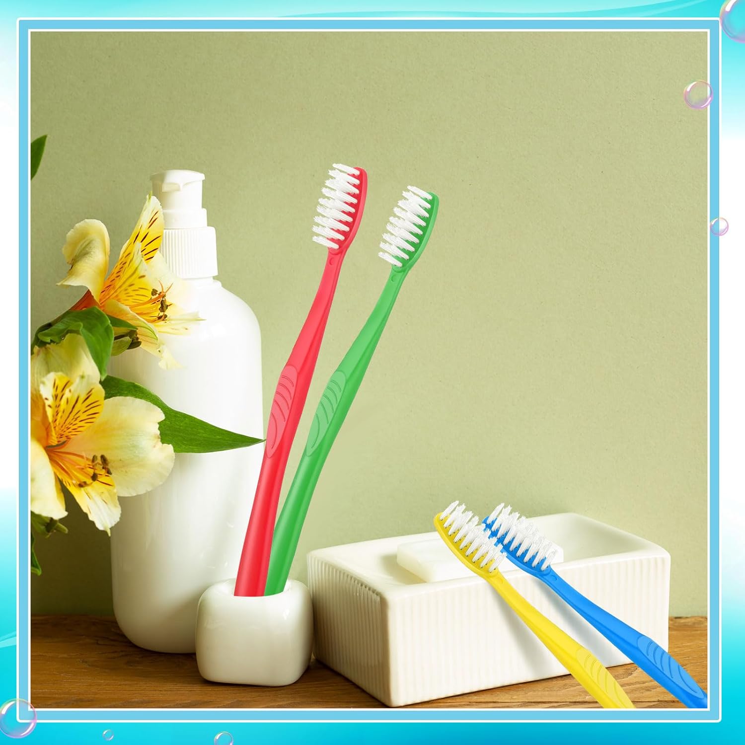 Tioncy 500 Pieces Disposable Toothbrushes Individually Wrapped Toothbrushes Bulk Soft Bristle Tooth Brush Travel Manual Brush for Adults Camping Homeless Office Dental Care