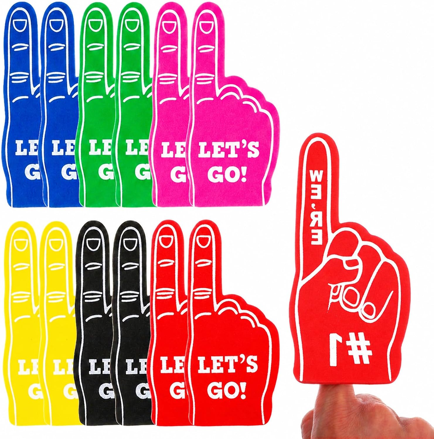 12 Pcs Mini Foam Fingers, Fan Foam Finger Baseball Fan Mini Foams Finger We're #1 Sports Themed Party Supplies Hand Fingers for Basketball Football Events Games Birthday Supplies